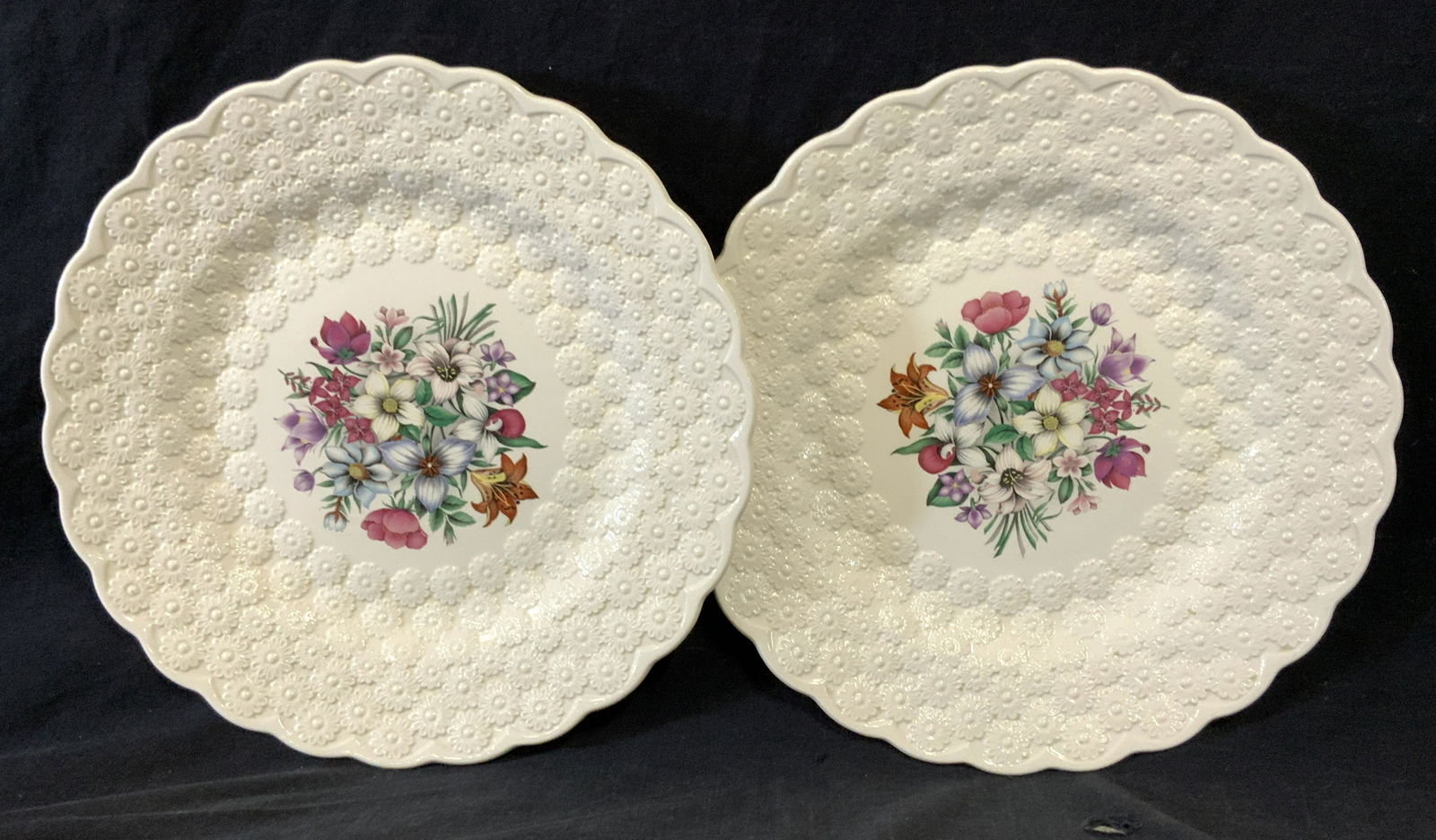 Pair SPODE Eng. Canadian Flowers Porcelain Plates (1 of 8)