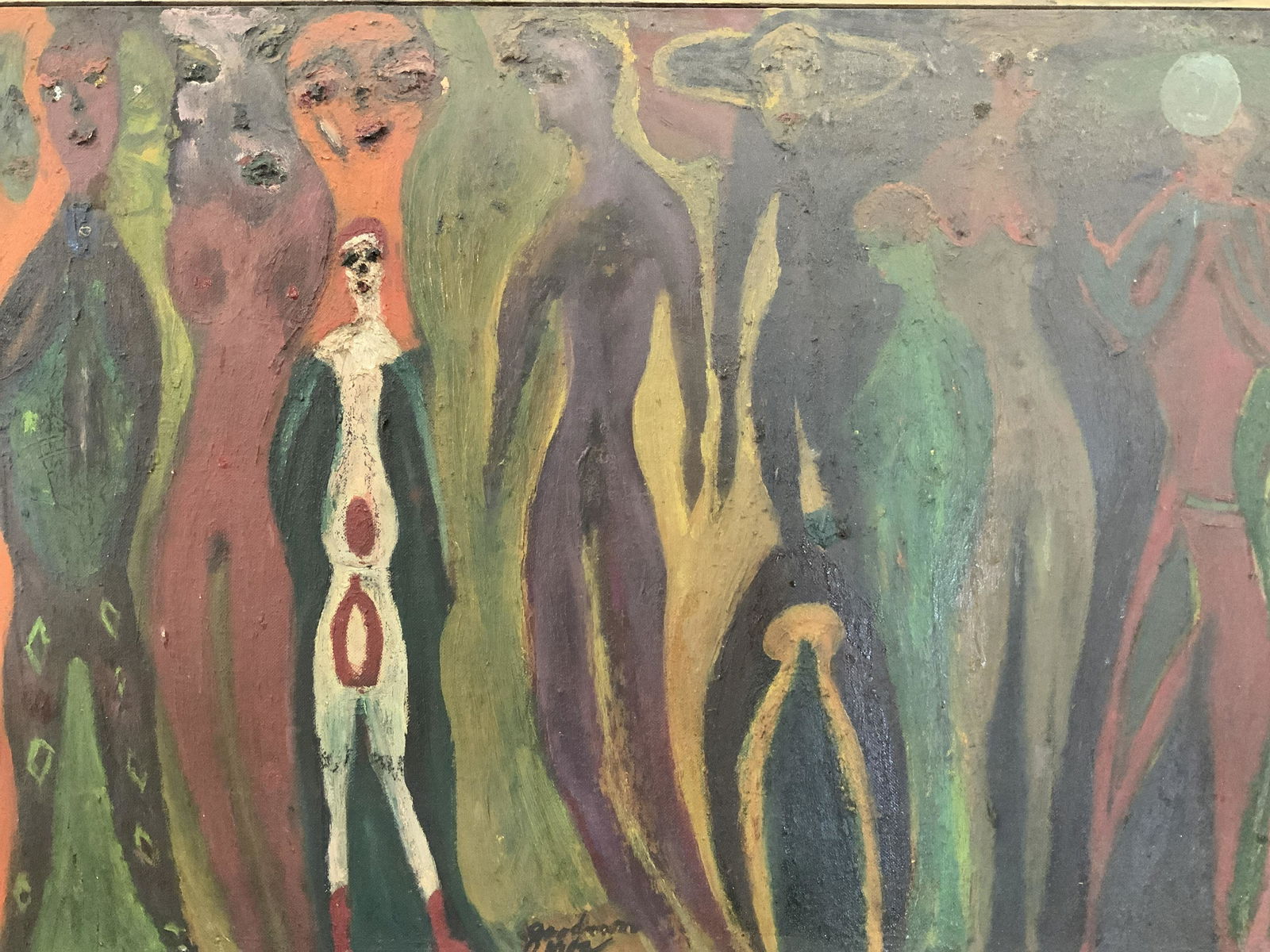 Signed Mid Century Abstract Surreal Oil Painting (1 of 20)