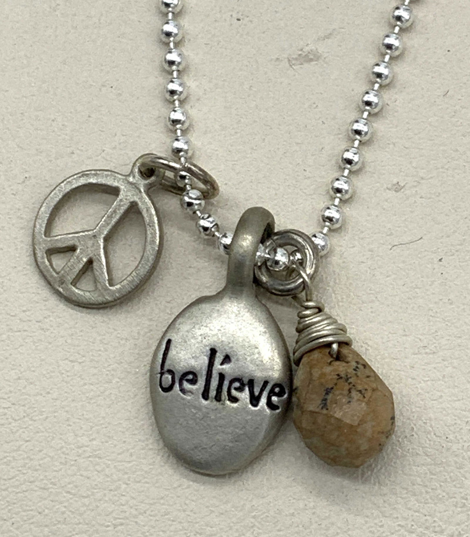 Beaded Sterling Necklace w/ Pendant Charms, Italy (1 of 6)