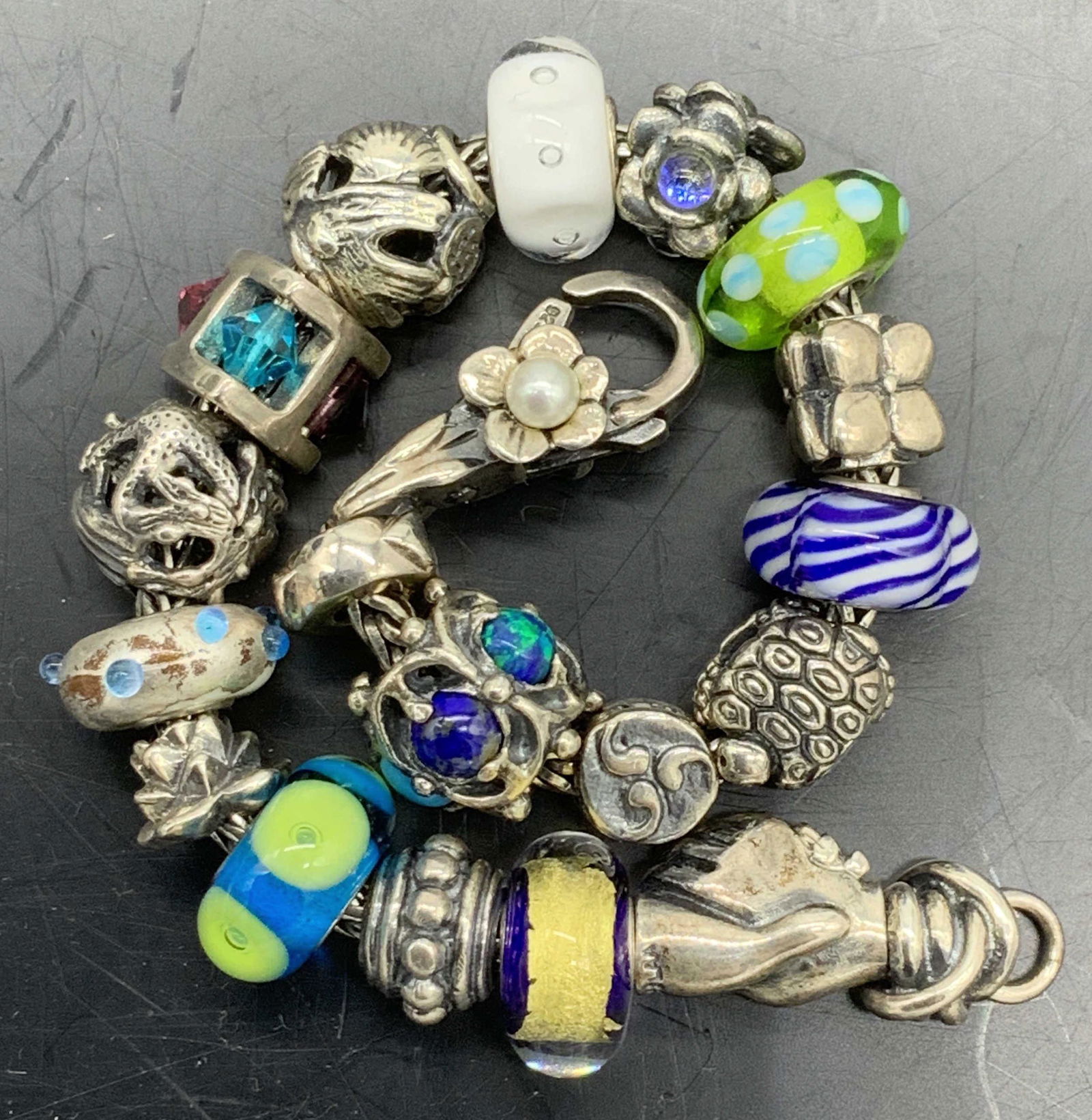 LAA TROLLBEADS Glass & Silver BEAD Bracelet (1 of 9)