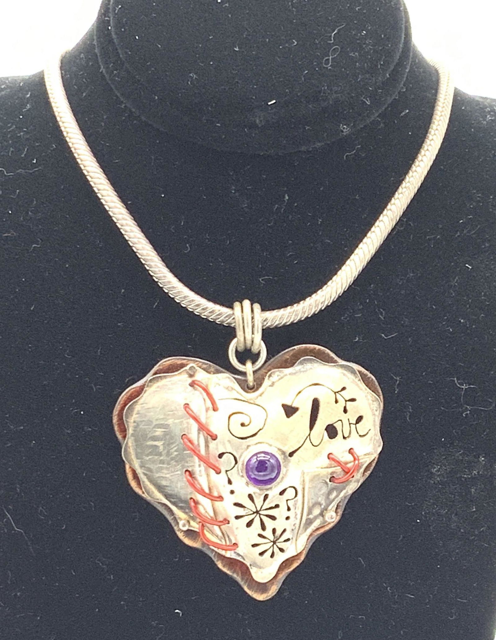 Chelsea Stone Heart Pendant Italian Sterling Chain (1 of 7)