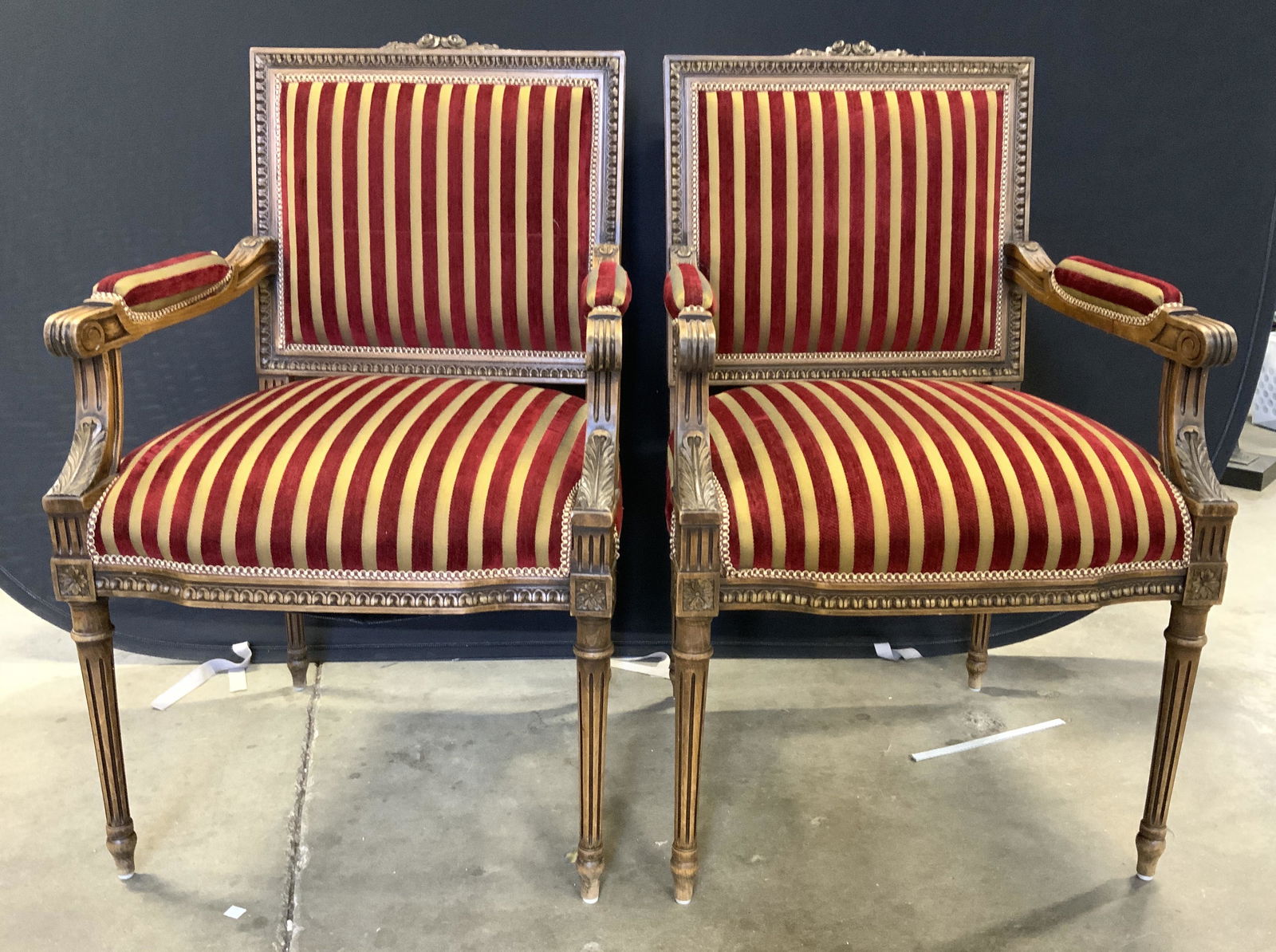 Pair 19th C French Louis XVI Style Armchairs (1 of 13)