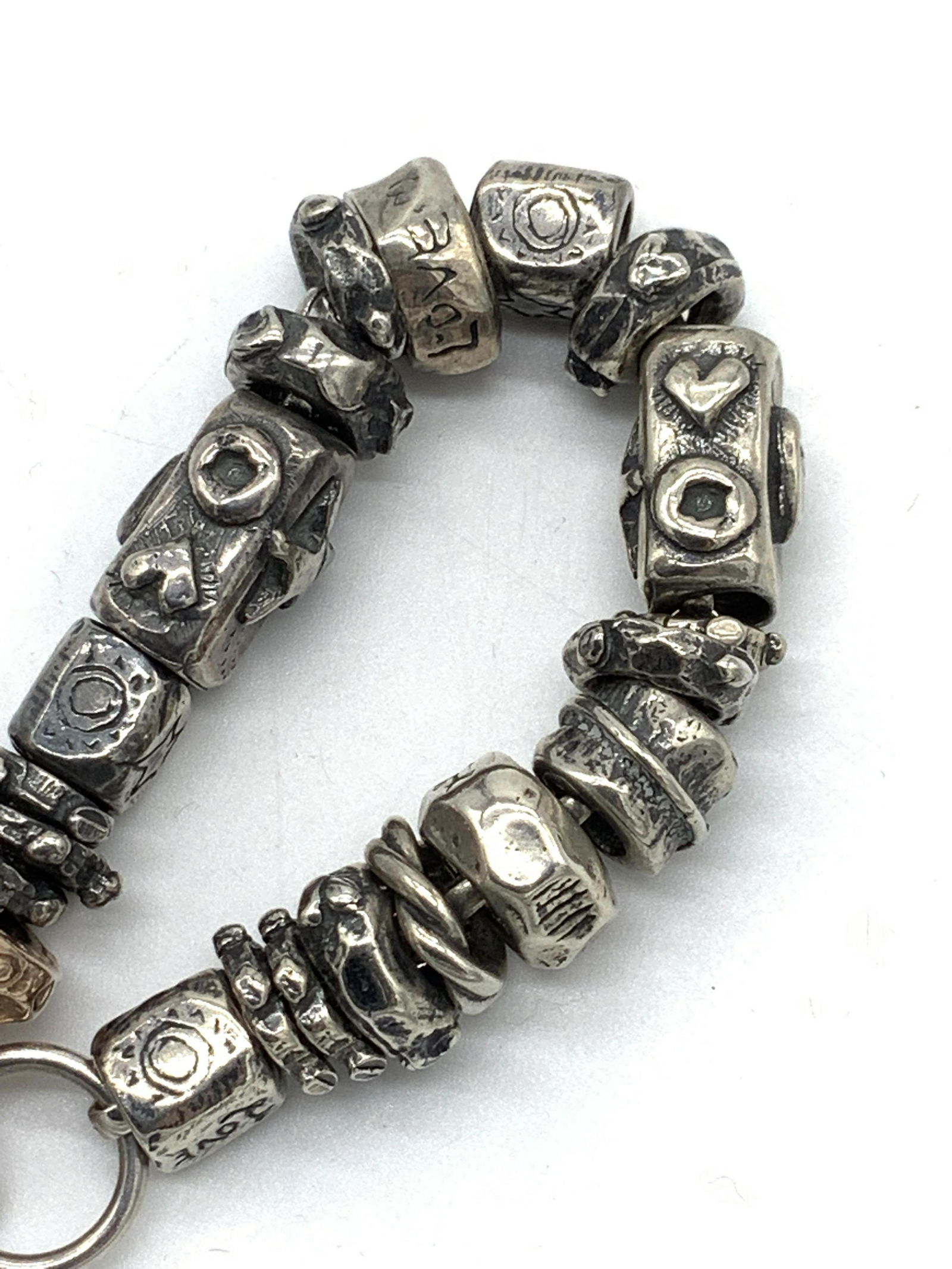 Artisanal Silver Beaded Bracelet w Sterling Clasp (1 of 6)
