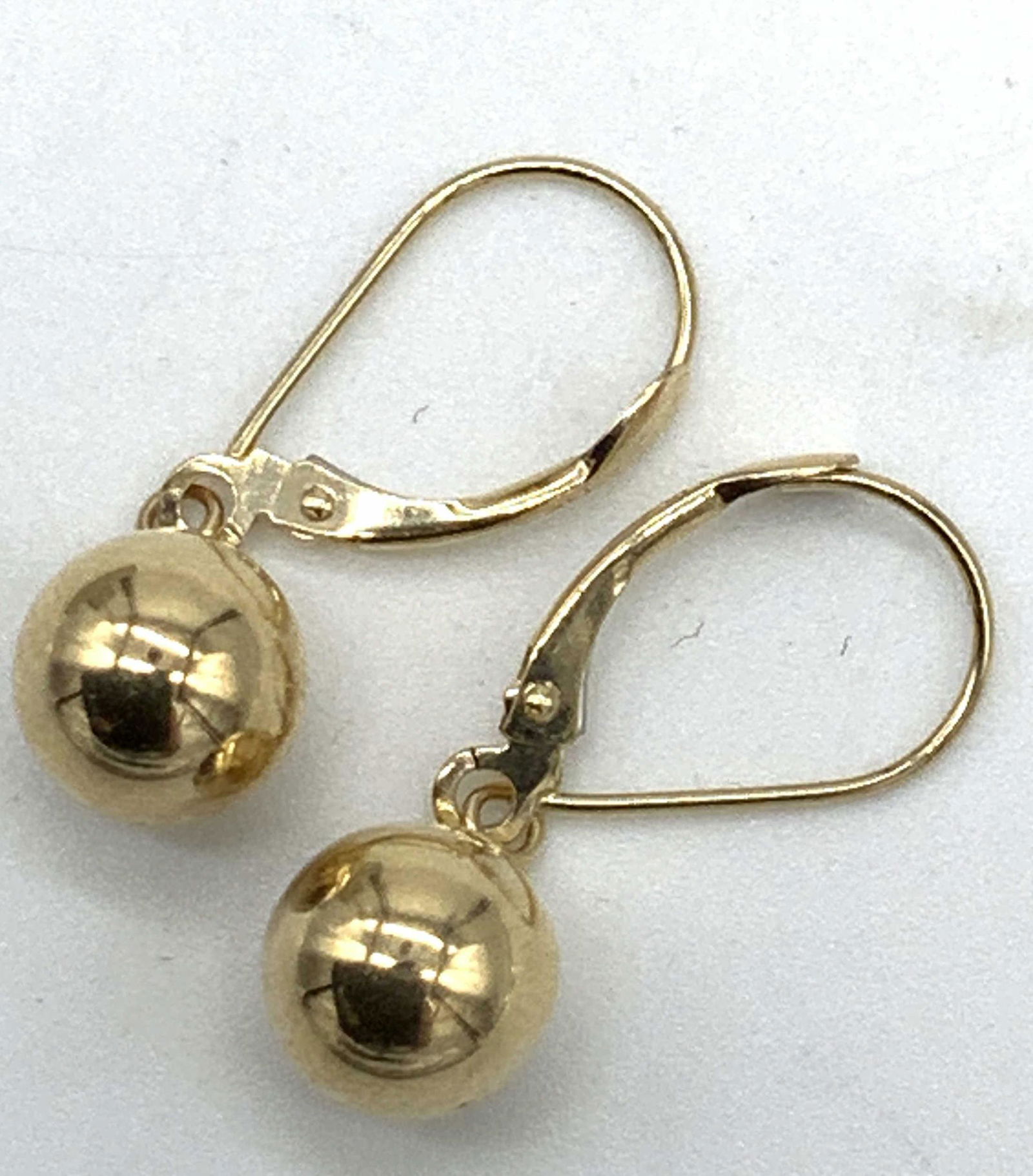 14 K Gold Dangle Ball Leverback Earrings (1 of 7)