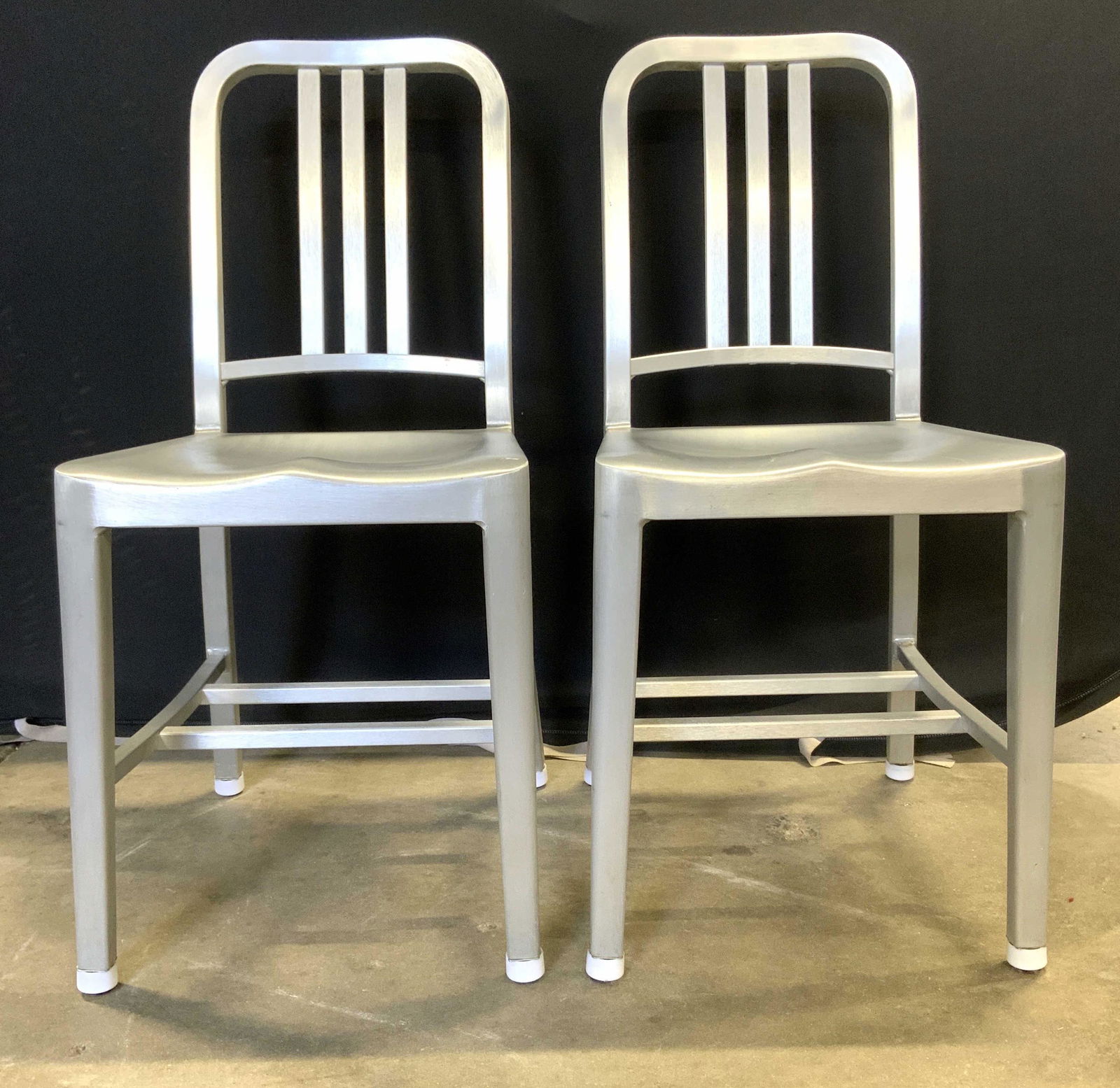 EMECO Pair Brushed Metal Industrial Modern Chairs (1 of 10)