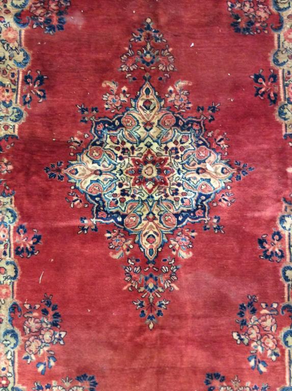 Vintage Handmade SAROUK Wool Rug, Room Sized (1 of 8)