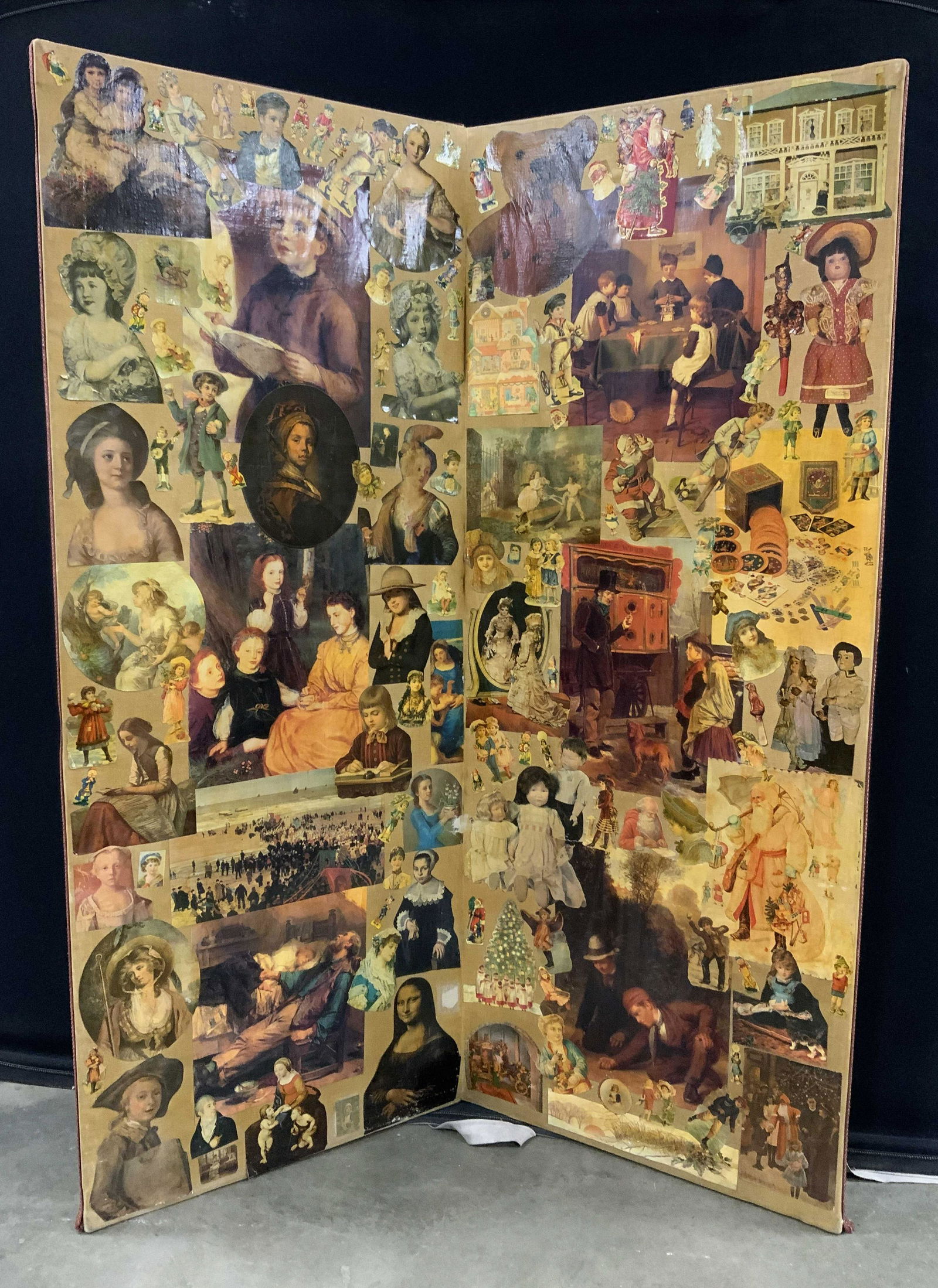 Vintage Canvas Folding Screen W Collage Detail (1 of 10)