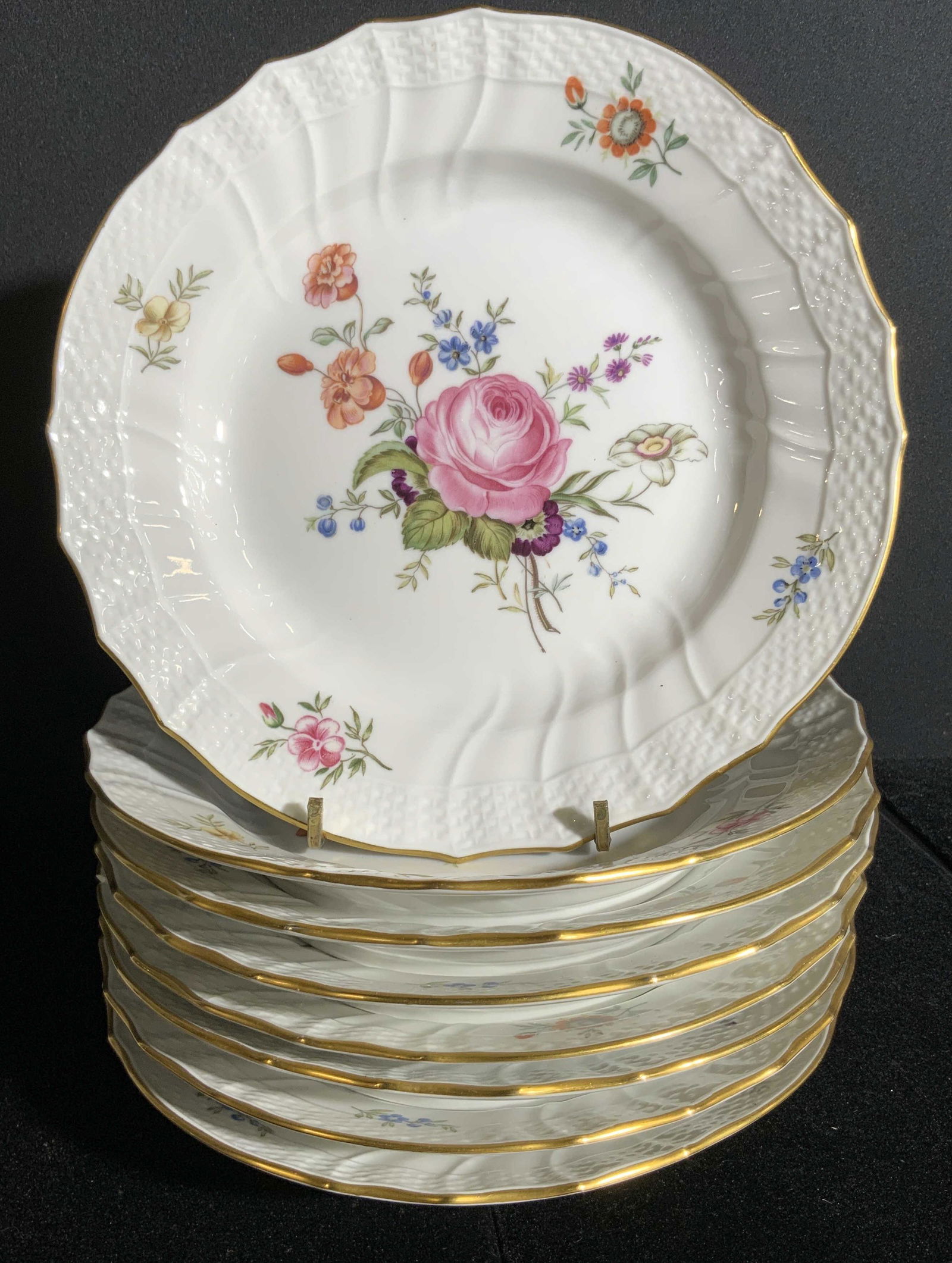 8pc Signed ROYAL COPENHAGEN Floral Plates, Denmark (1 of 15)