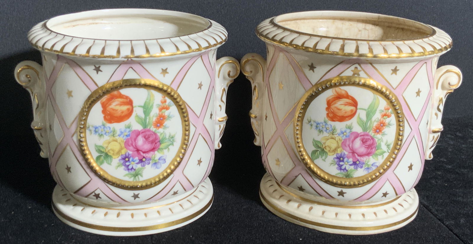 Pair Gilt & Floral Porcelain Cachepots (1 of 11)
