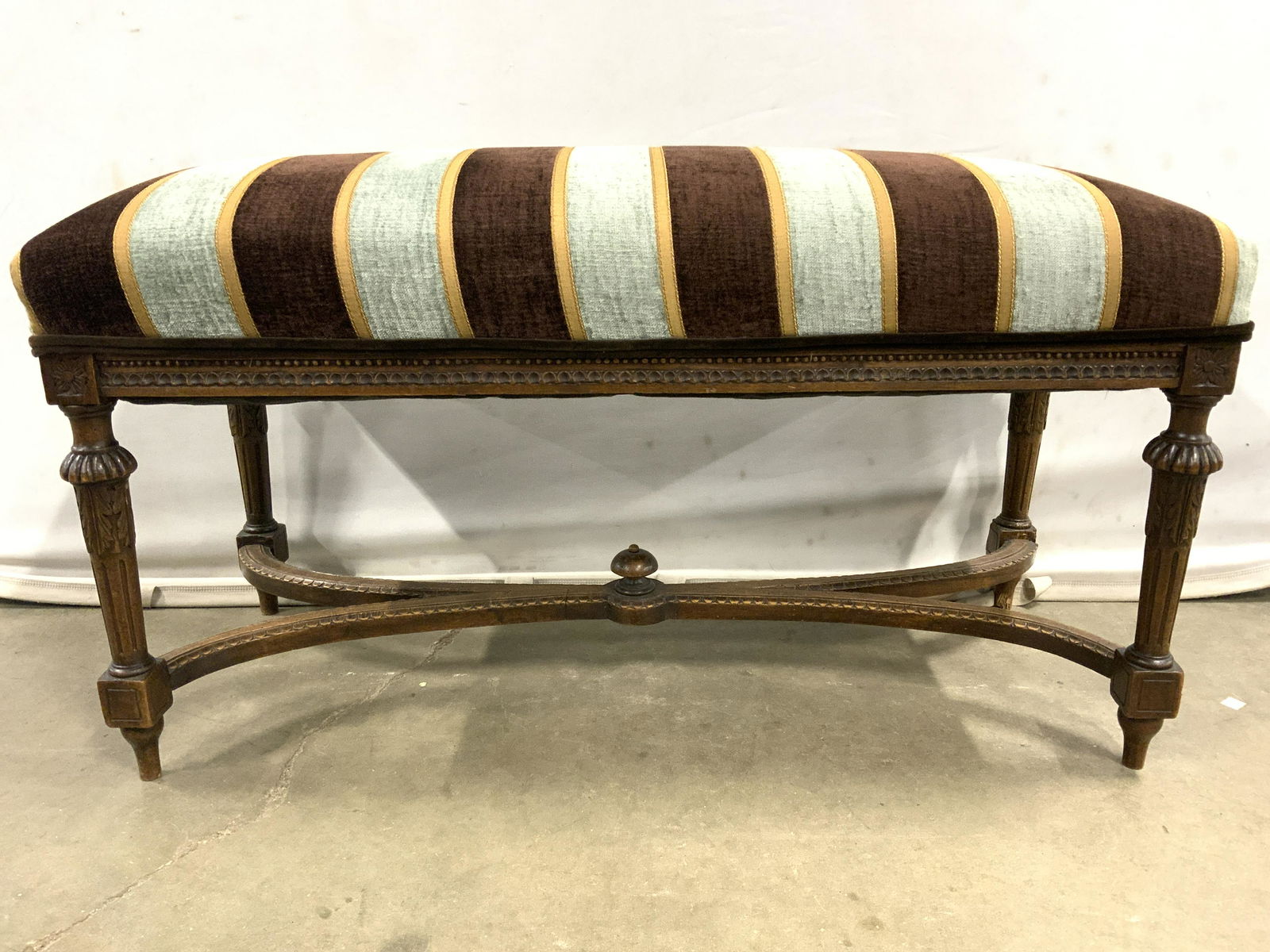 Vintage Custom Upholstered Wooden Bench (1 of 10)