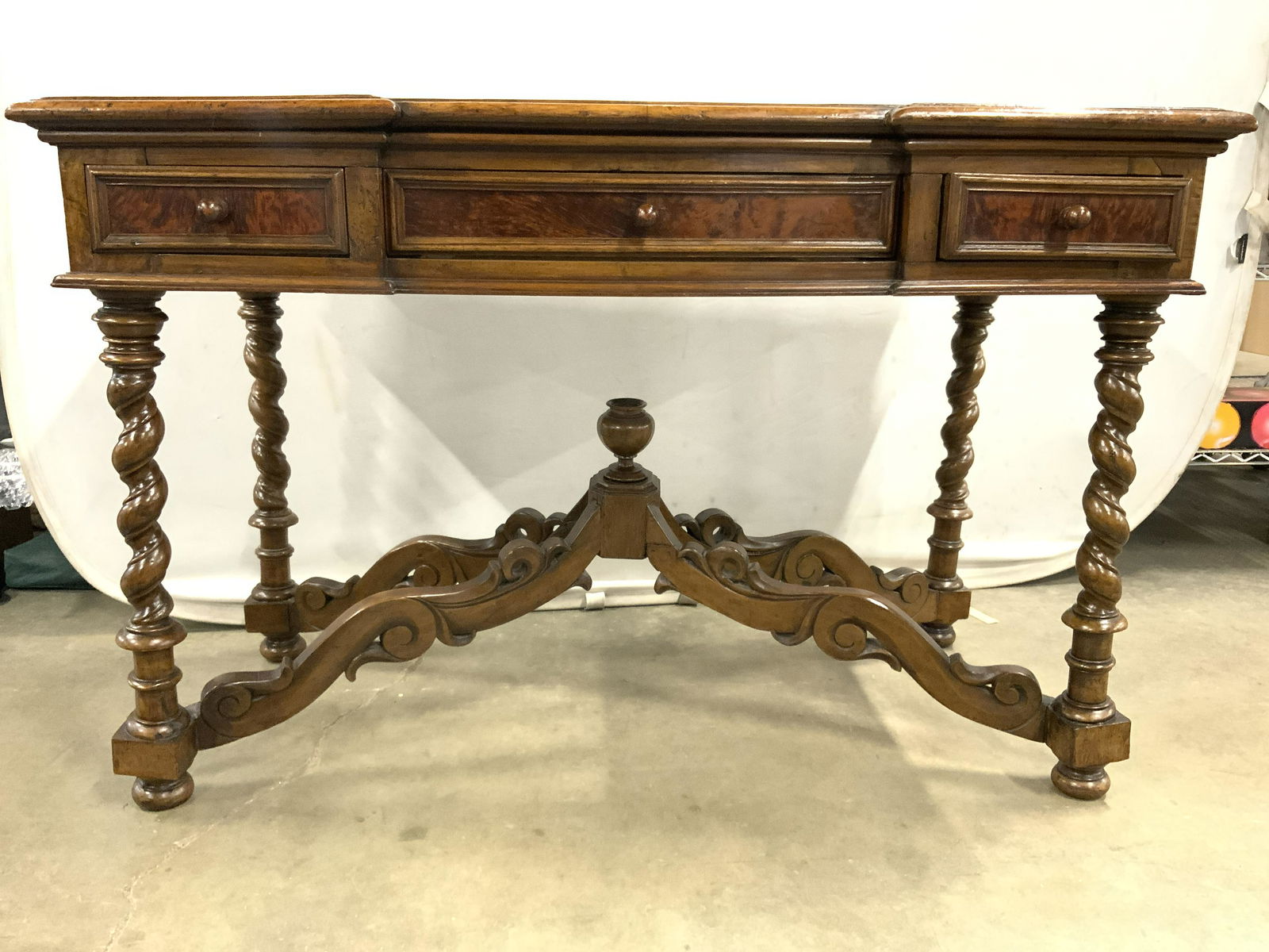 Antq Country French Wooden Desk Barley Twist Legs (1 of 13)