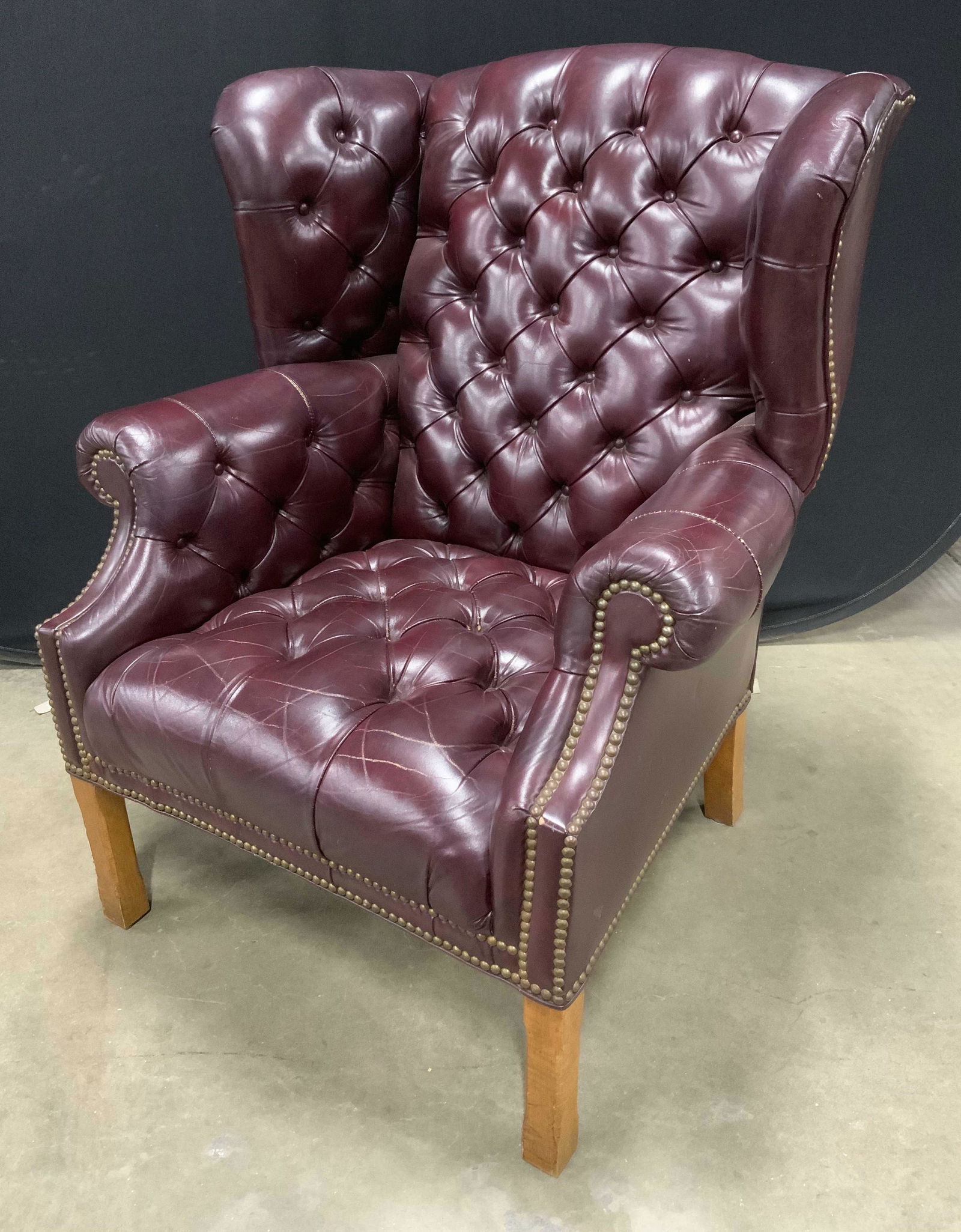 Vintage Leather Tufted Wingback Armchair (1 of 15)