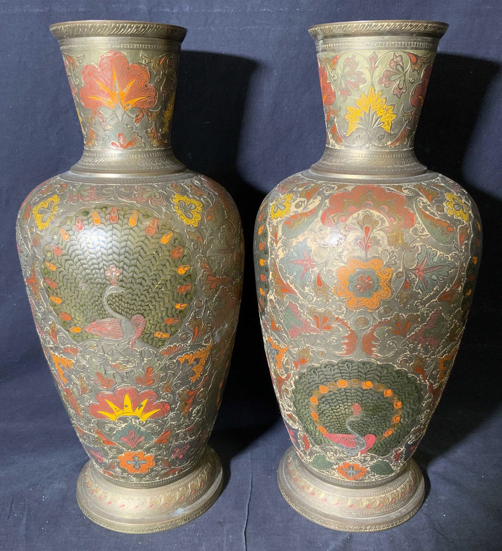 Pair Painted Brass Floor Vases (1 of 10)