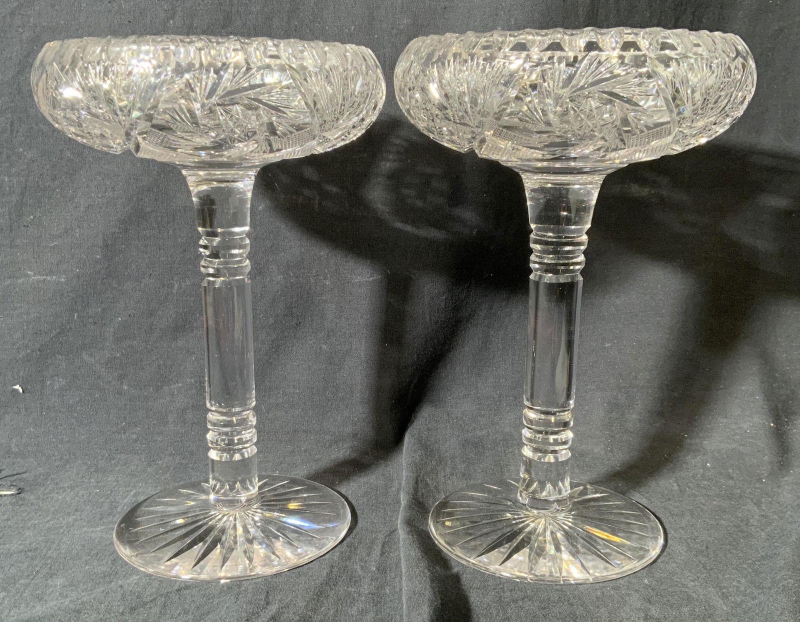 Pair Cut Crystal Tazzas 10 in H (1 of 10)