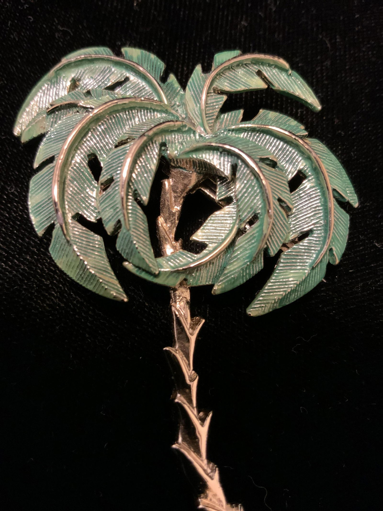 Green Enameled Gold Tone Palm Tree Jewelry (1 of 13)