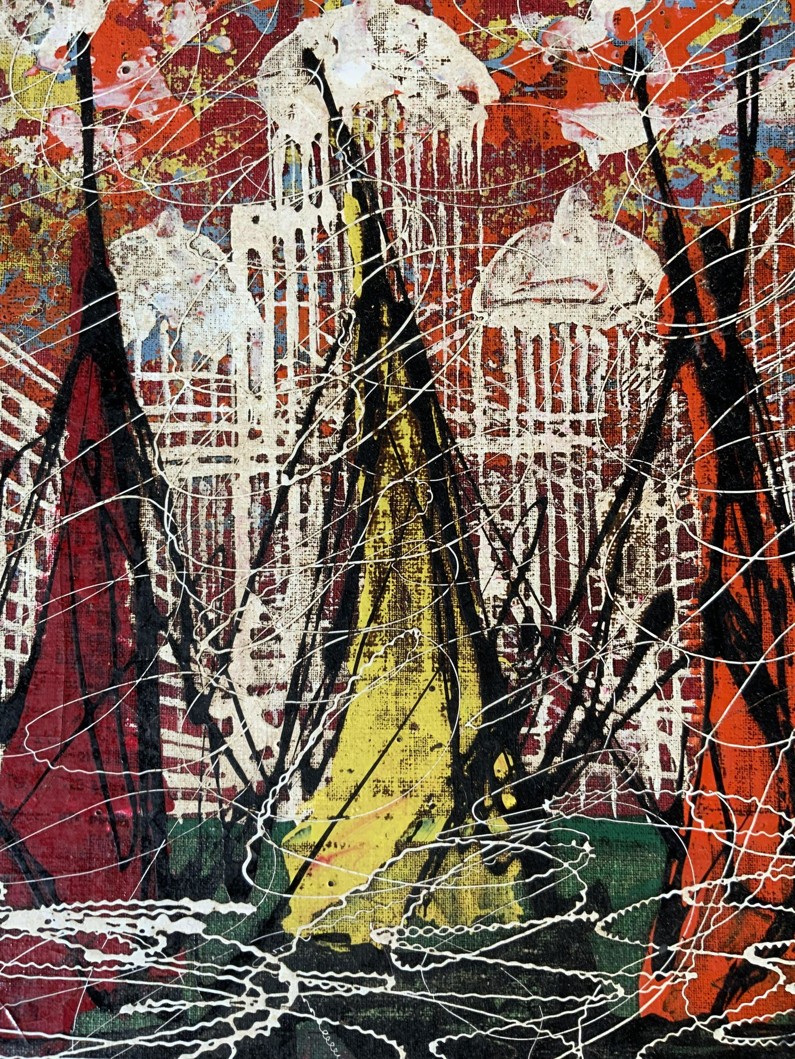 Abstract Cityscape Acrylic Painting (1 of 6)