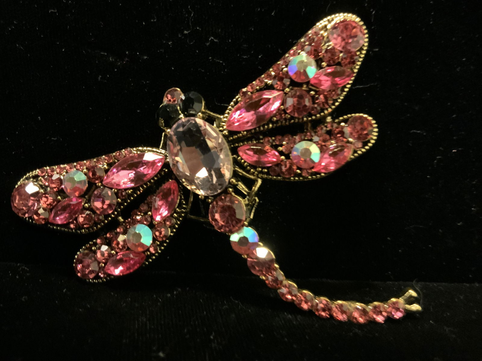 Statement Pink Crystal Encrusted Dragonfly Brooch (1 of 13)