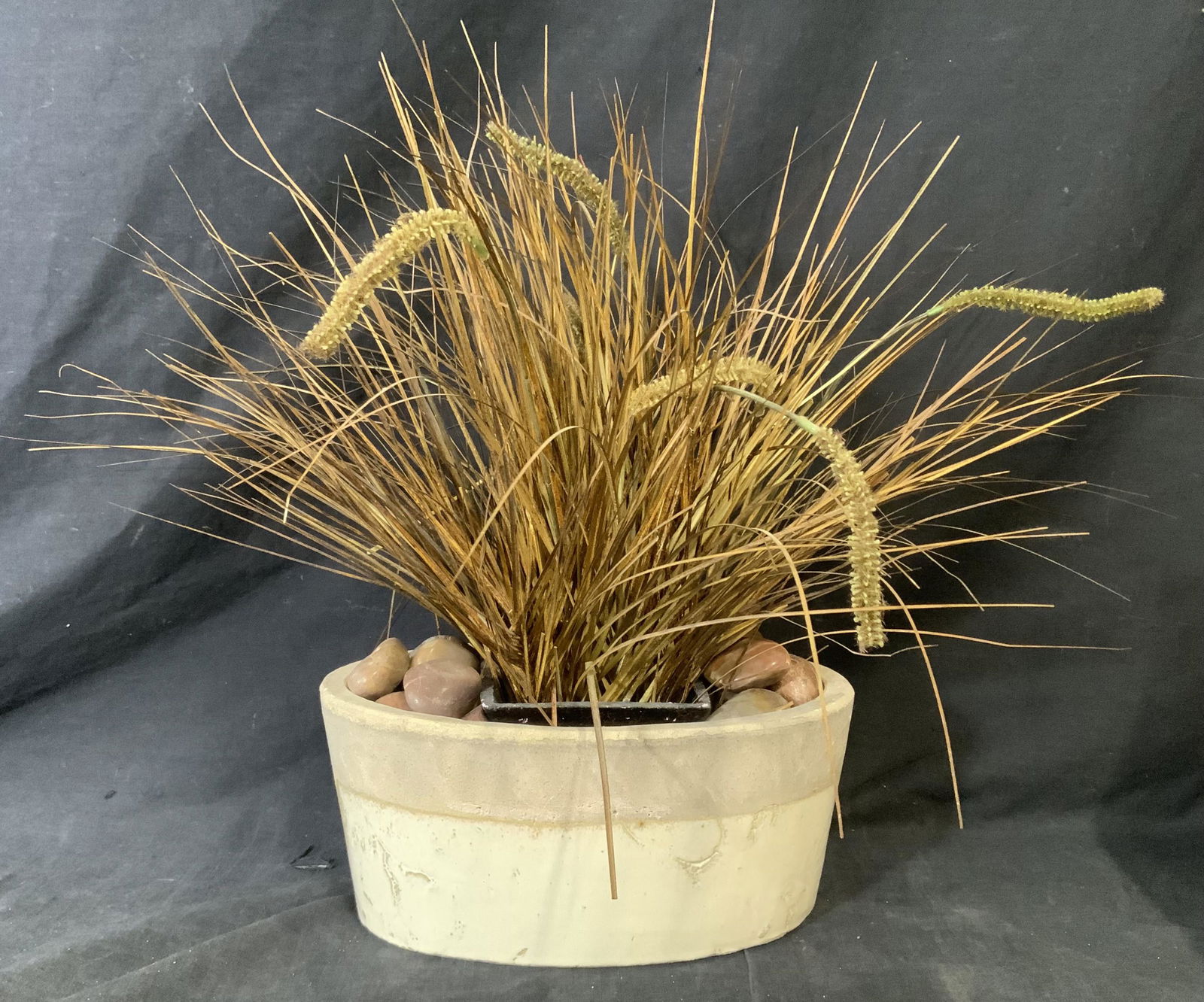 Ceramic Planter w Faux Fountain Grass (1 of 7)