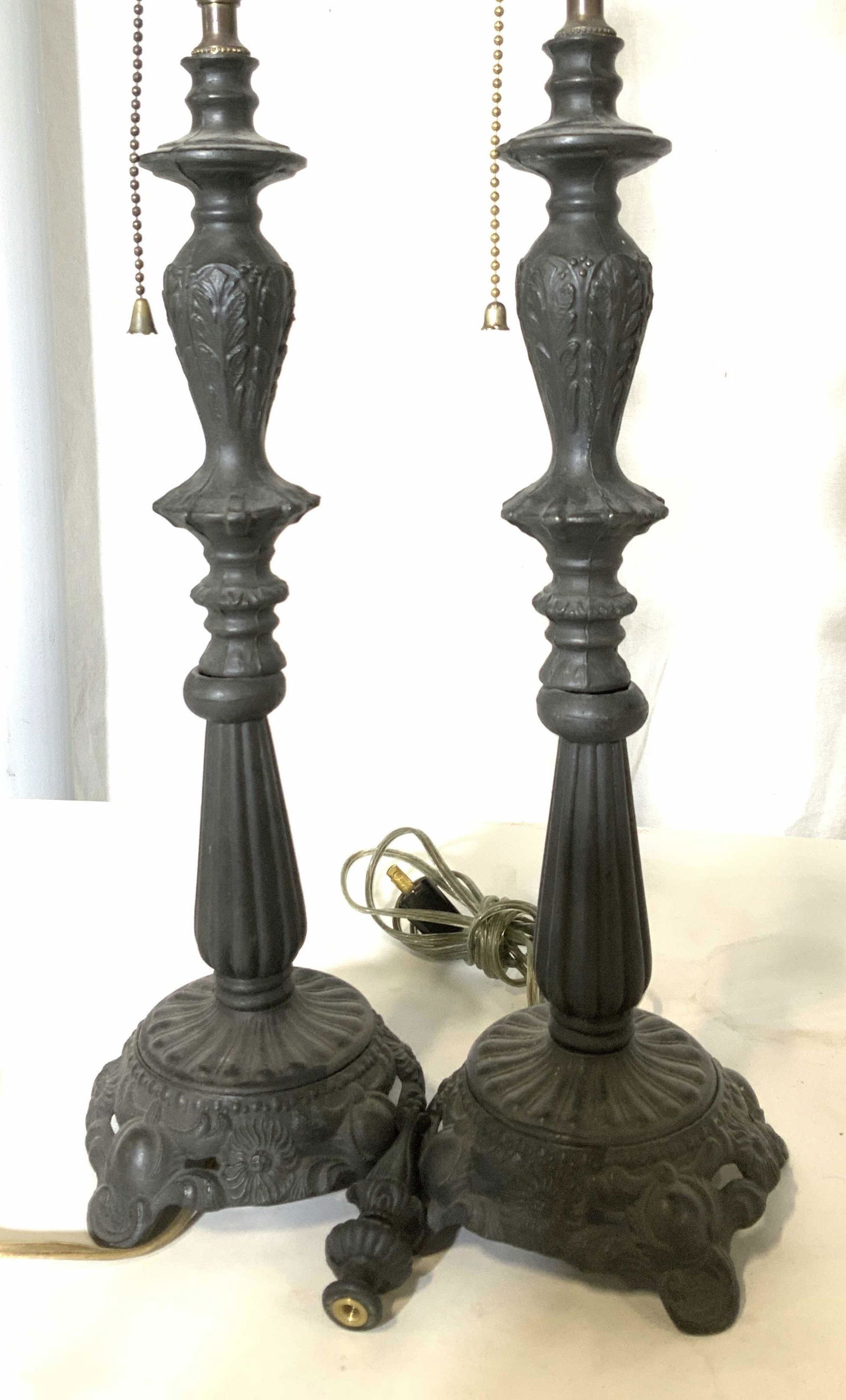 Pair Vintage Black Metal Victorian Style Lamps (1 of 7)