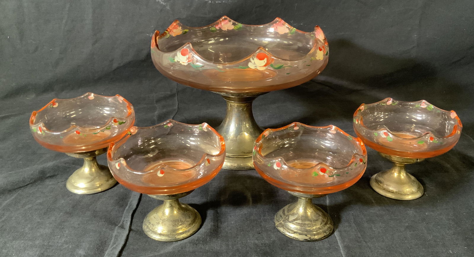 Set 5 CRESCENT Silver Plated Dessert Bowls & Tazza (1 of 6)
