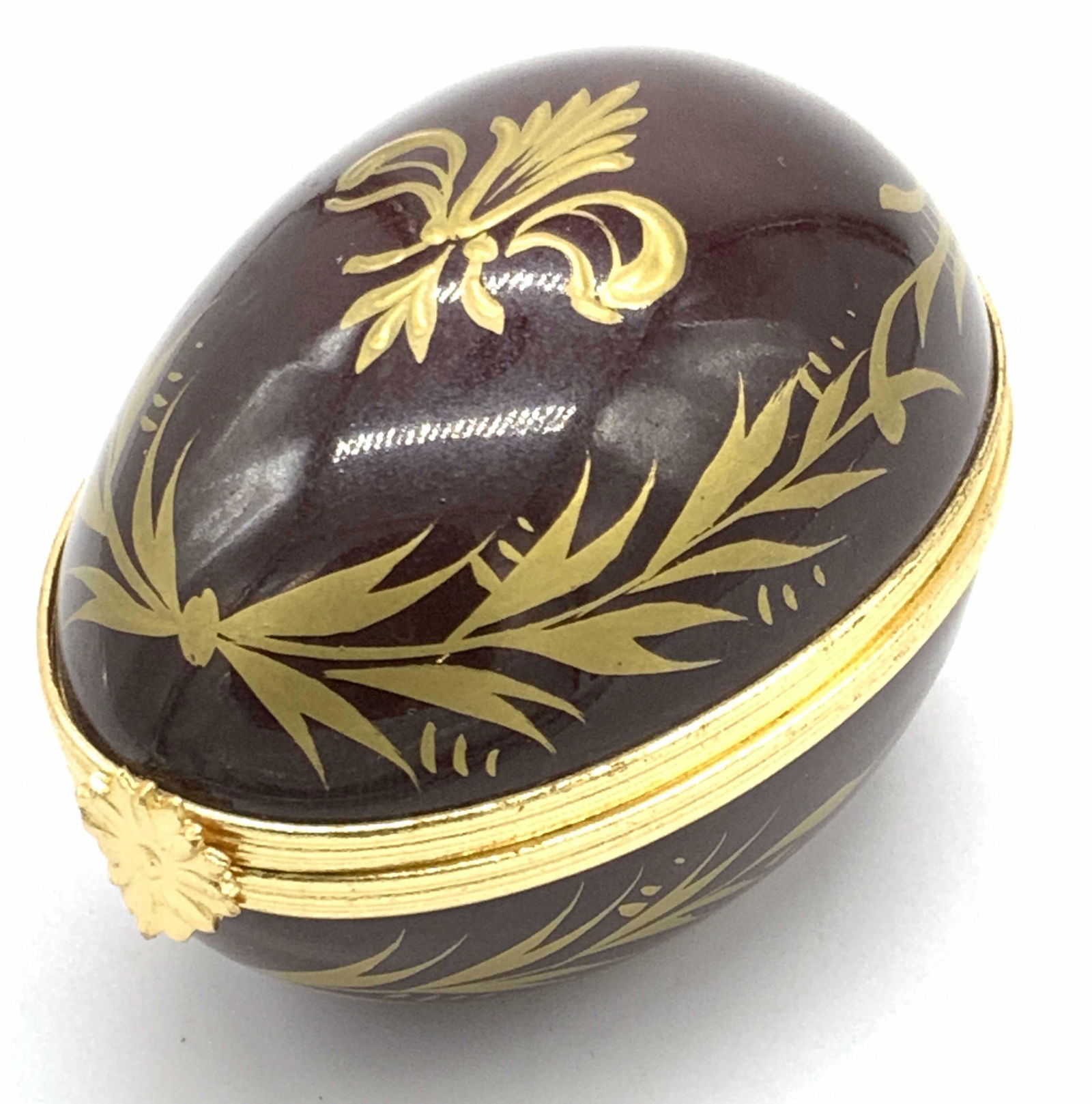 LIMOGES FRANCE Signed Egg Form Porcelain Pill Box (1 of 9)