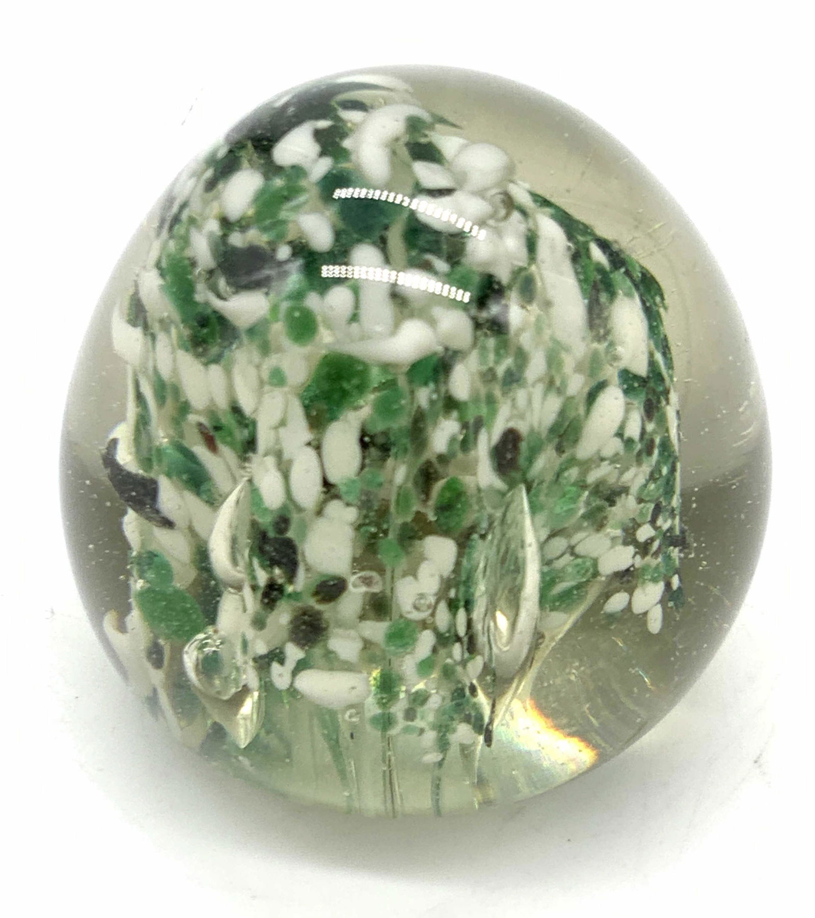 Green & White Art Glass Paperweight (1 of 7)