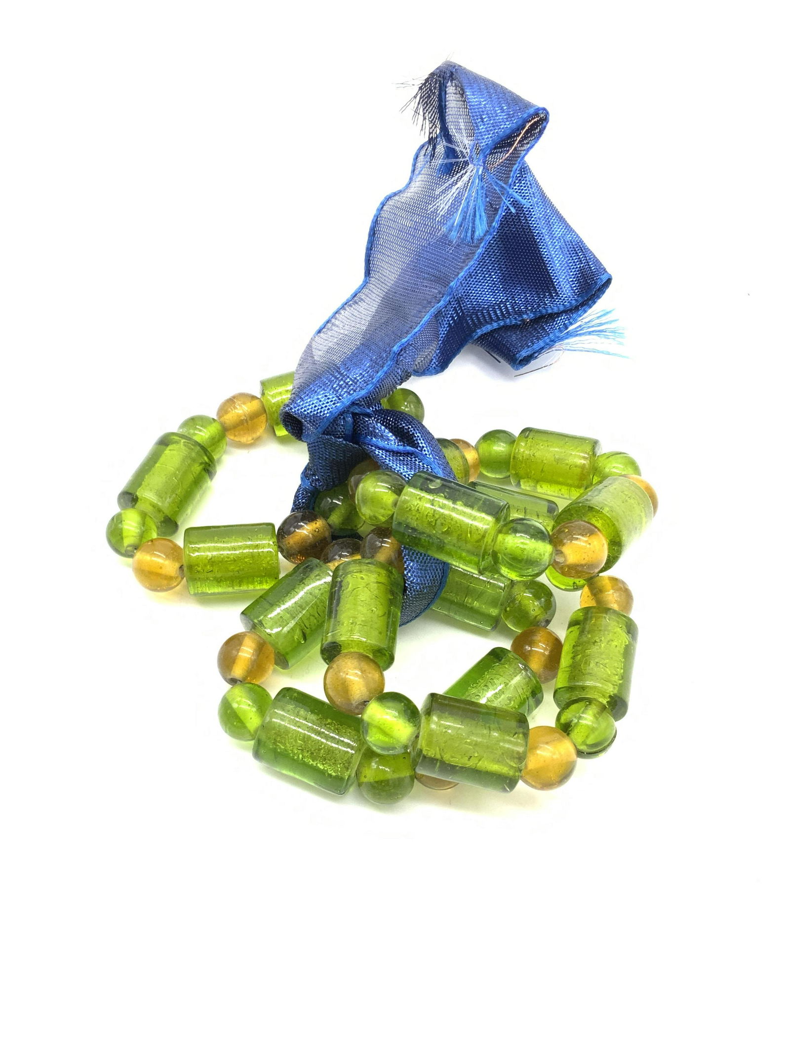 Set 4 Green & Yellow Beaded Napkin Rings (1 of 5)