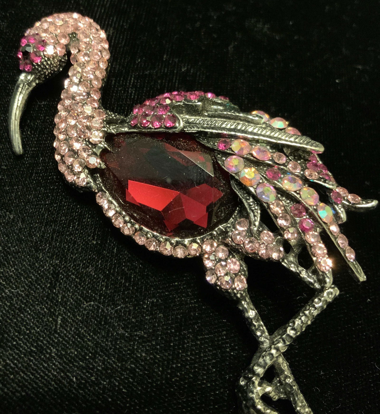 Statement Pink Bejeweled Flamingo Brooch (1 of 16)
