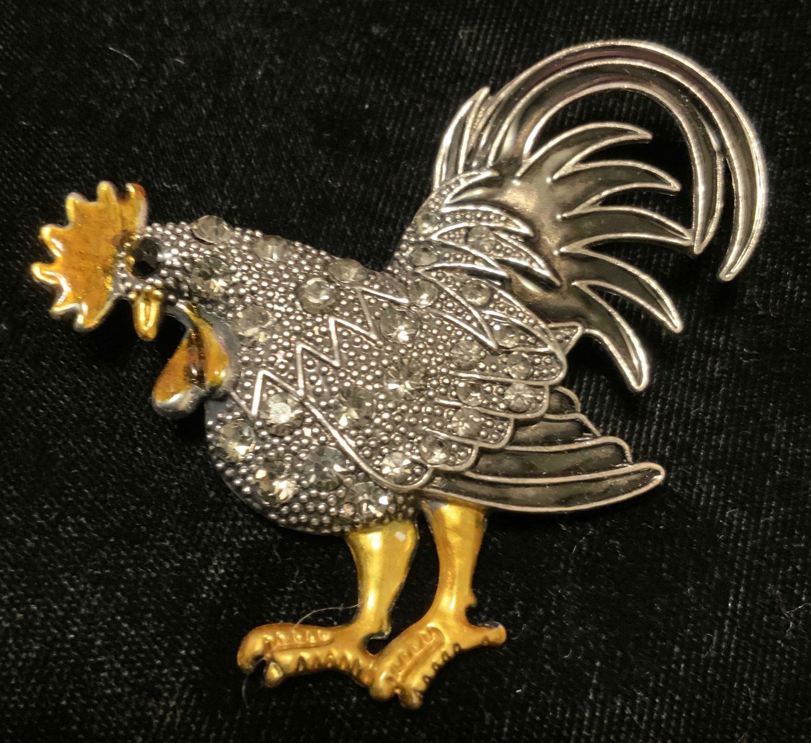Large Rhinestone Enamel Rooster Brooch (1 of 8)