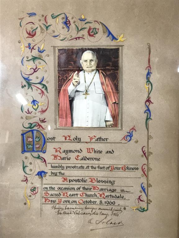 Framed Apostolic Blessing, Gouache & Marker (1 of 6)