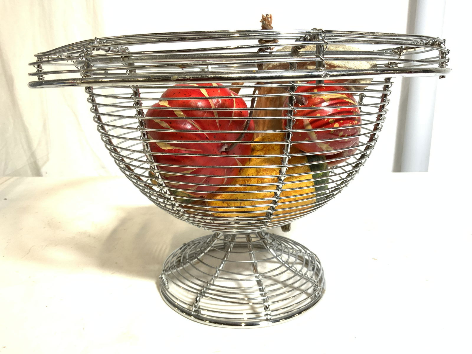 Lot 6 Faux Vegetables & Pedestal Metal Bowl (1 of 8)