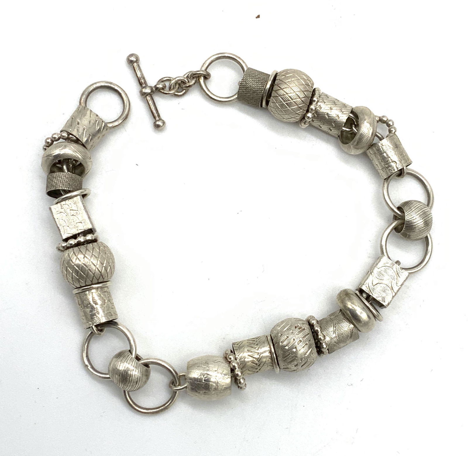 Silver Toned Beaded Toggle Bracelet (1 of 6)