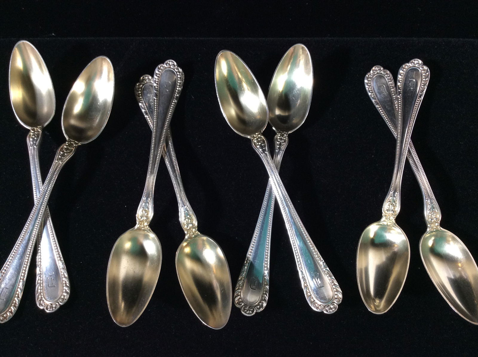 SET8 GORHAM PLATED TWO TONED SPOONS (1 of 10)