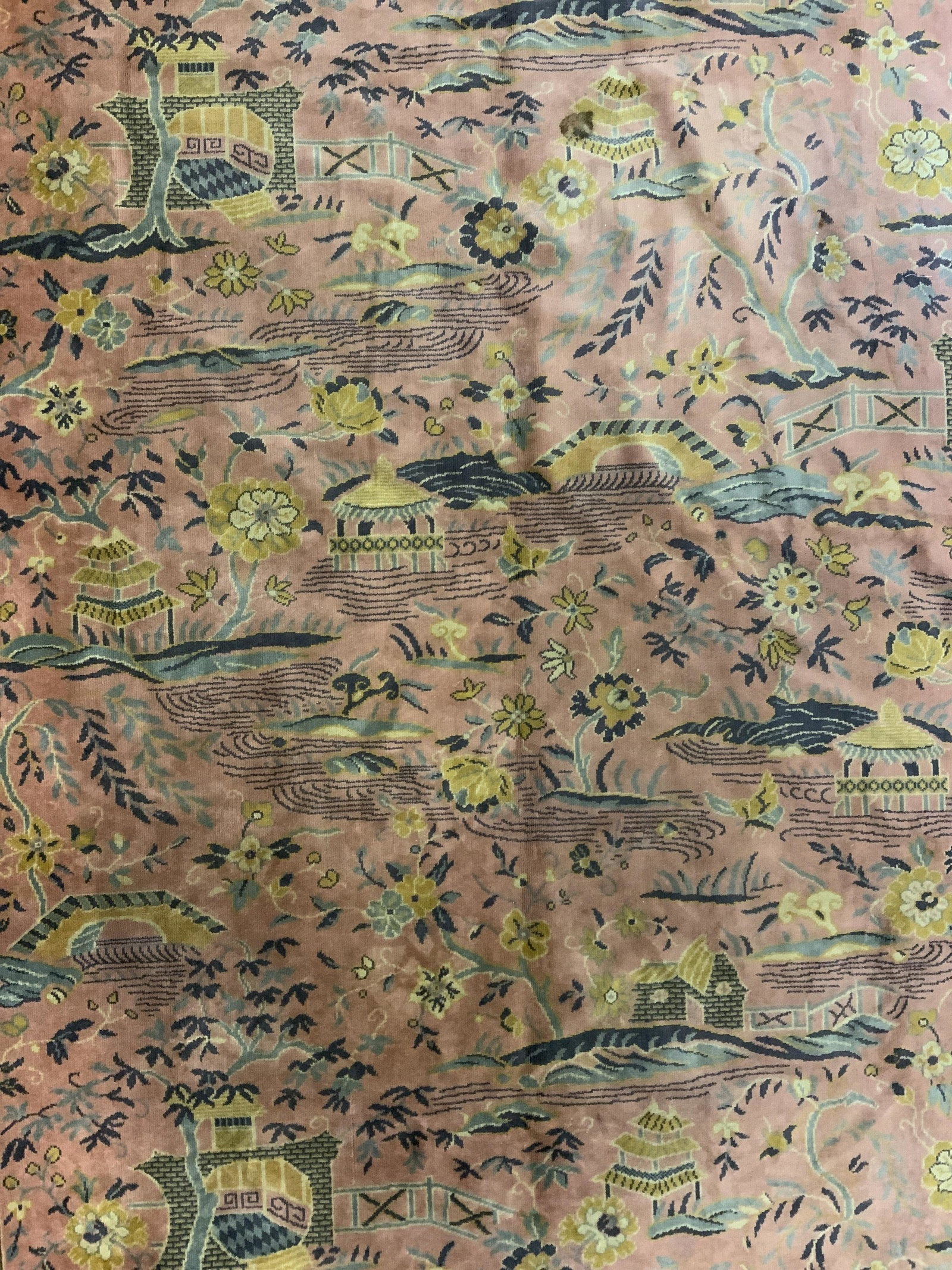 Intricately Detailed Oriental Area Rug: Rug appears to possibly be wool. Piece has intricate multi toned floral, vine, leaf, & architectural detail Measures approx 95 inches long 56 inches wide. Rug, area rug, orientalist, orientalism, orie
