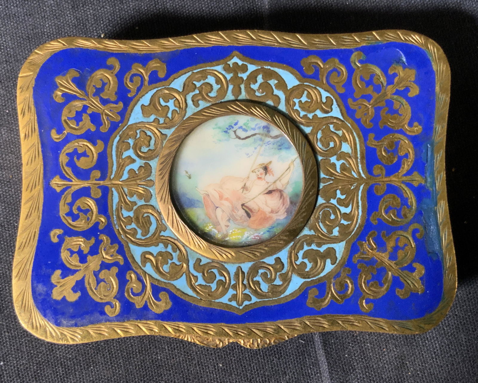 Vintage Enameled Mirrored Compact, Italy (1 of 6)