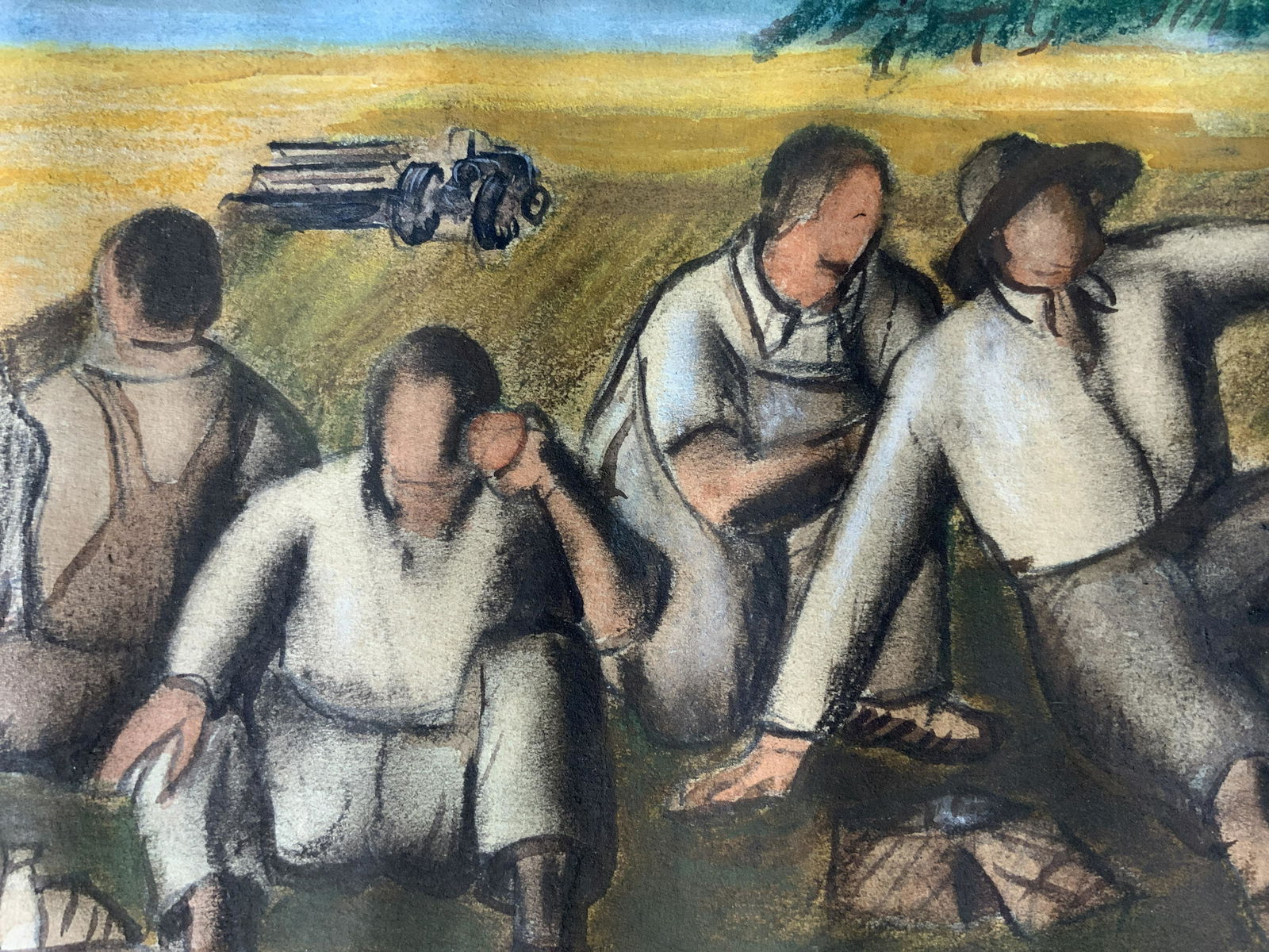 Gouache Painting of Laborers (1 of 6)