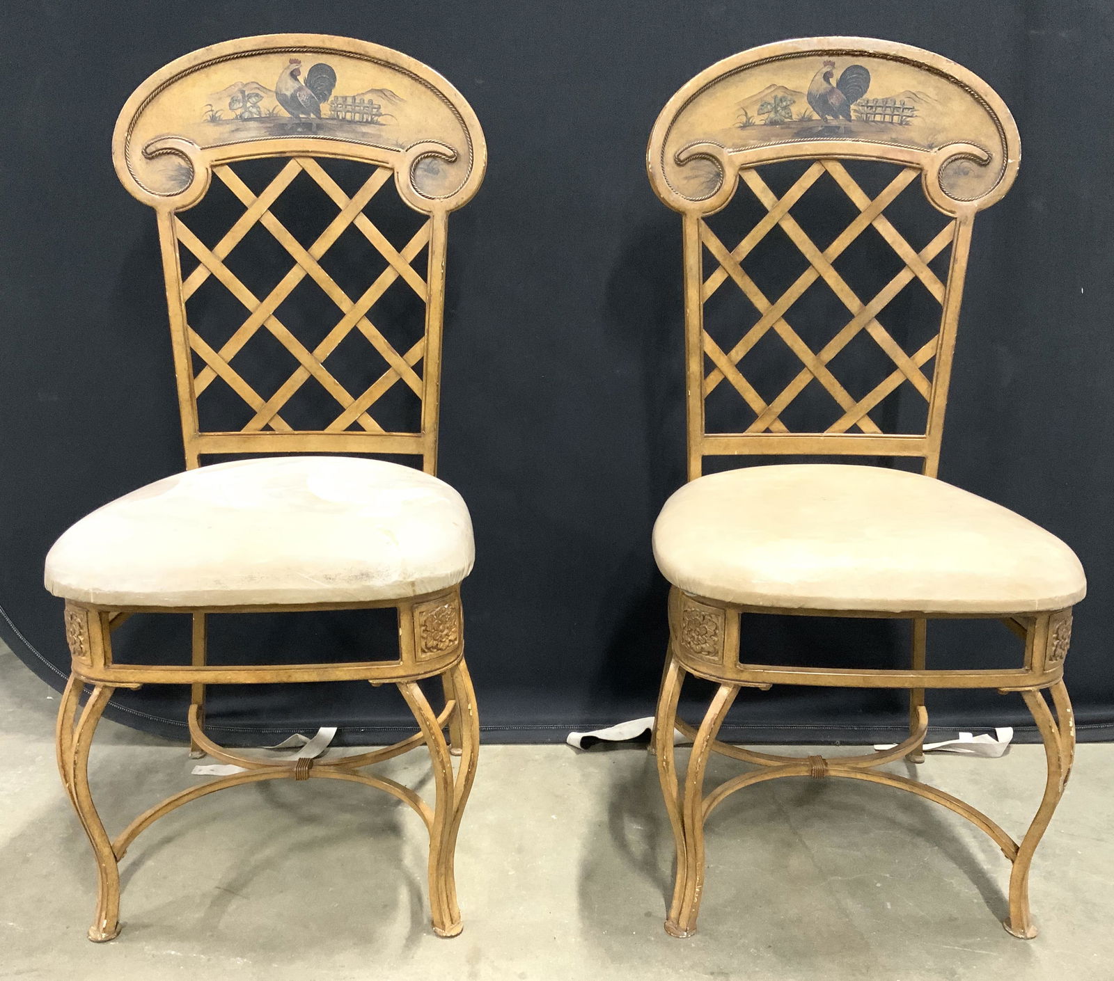 Pair Vintage Splat Back Metal Side Chairs (1 of 11)