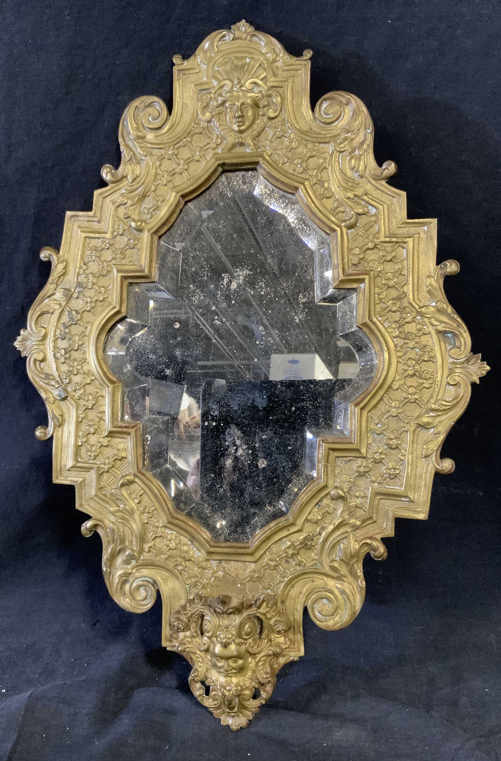 Baroque Repoussé Brass Mirror (1 of 7)