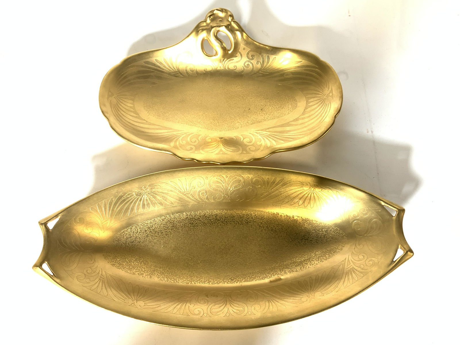 Pair PICKARD Solid Gilt Porcelain Platters (1 of 9)