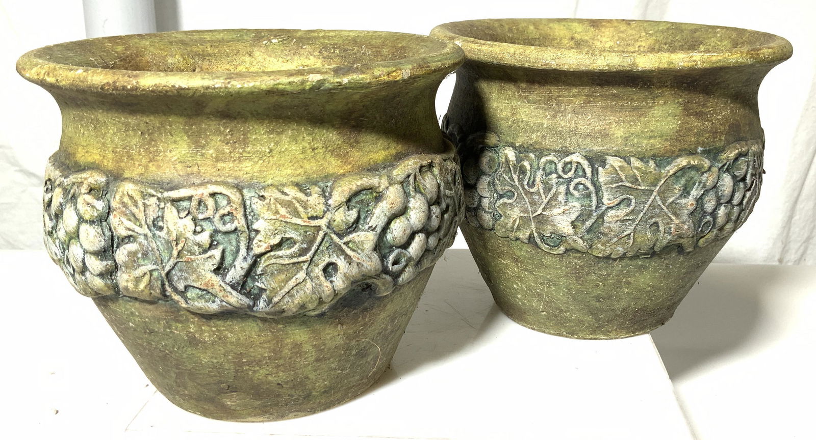Pair vintage Ceramic planter with Grape Vine Motif (1 of 6)