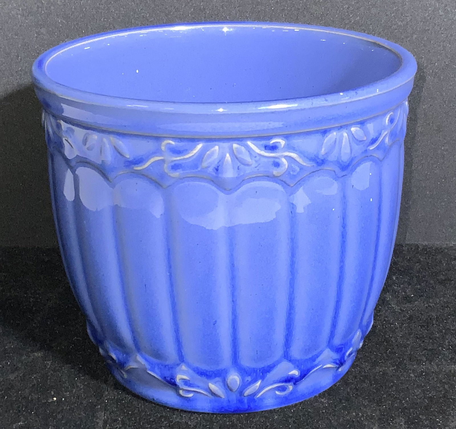 Blue Glazed Ceramic Cache Pot (1 of 7)