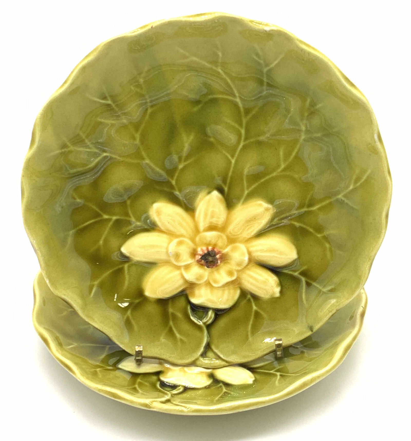 Pair Signed Hand Painted Floral Ceramic Plates (1 of 10)