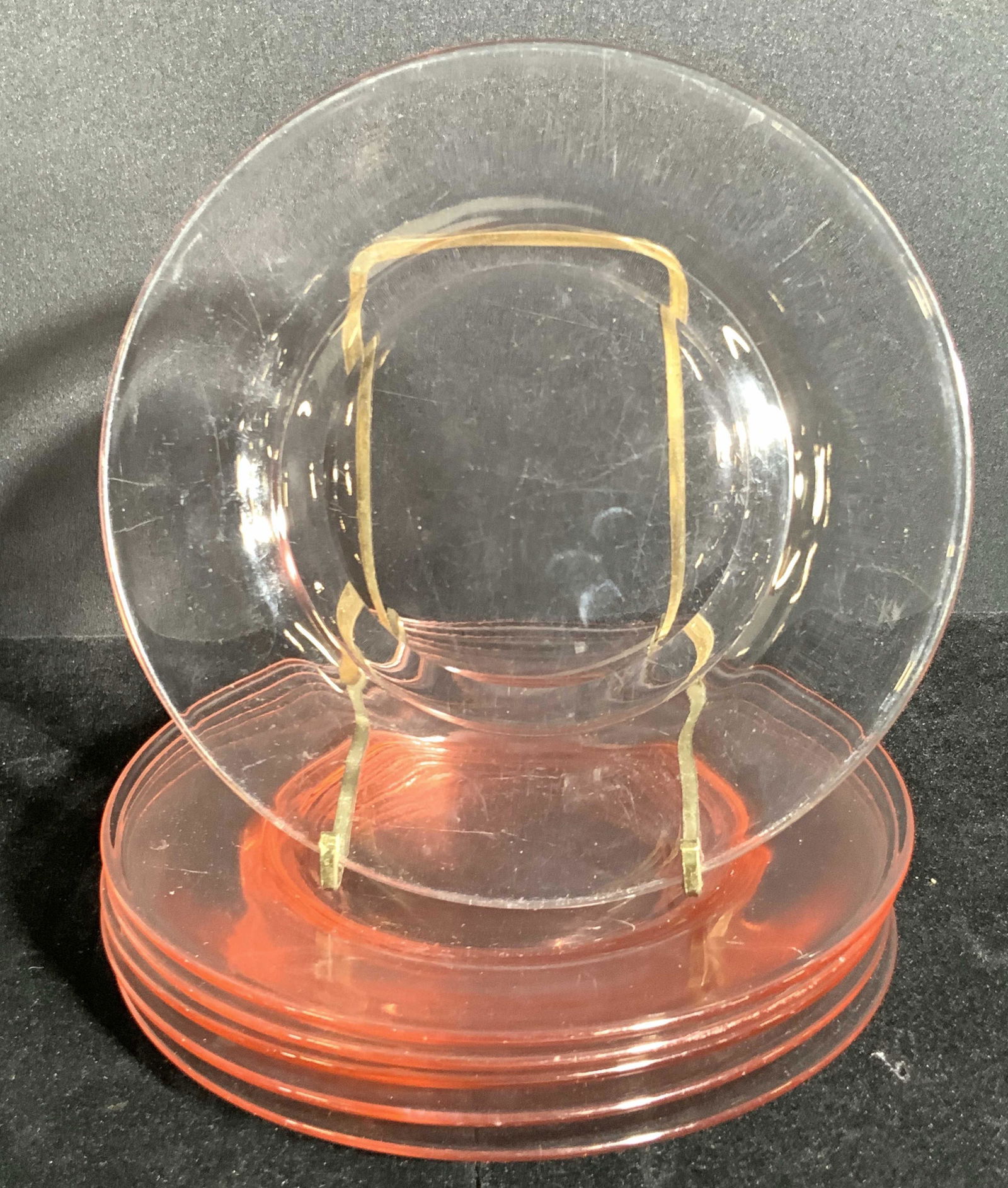 Set 6 Pink Glass Plates, Tableware (1 of 8)