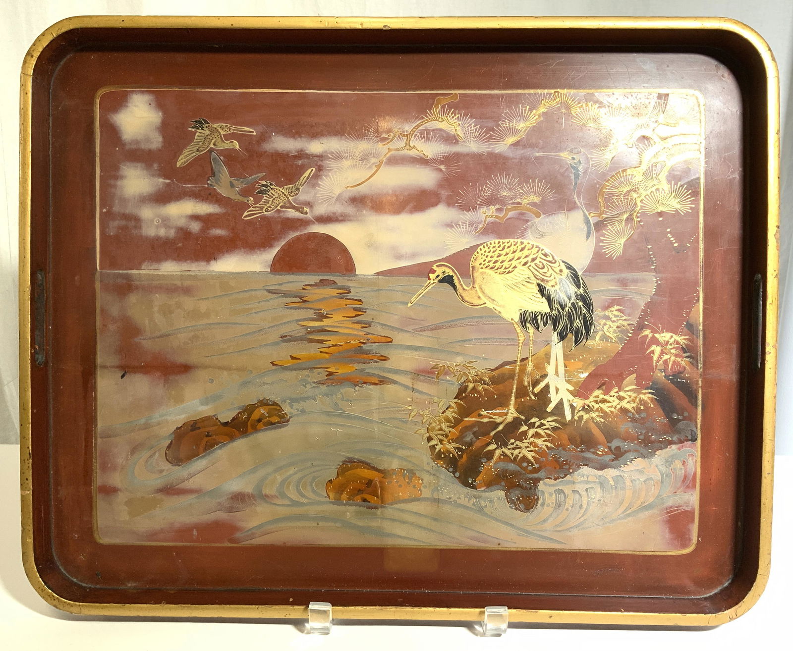 Signed Lacquered Asian Tray W Handles (1 of 8)