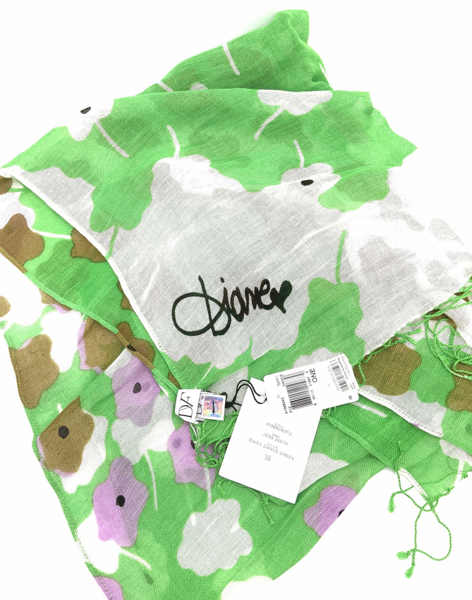Never Worn DVF Daisy Dance Green Luxury Scarf, (1 of 9)