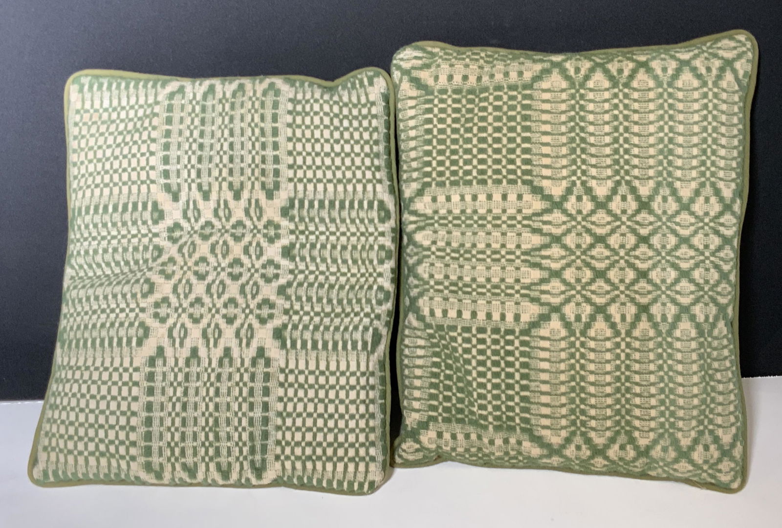 Pair Green Patterned Stitched Toss Pillows (1 of 9)