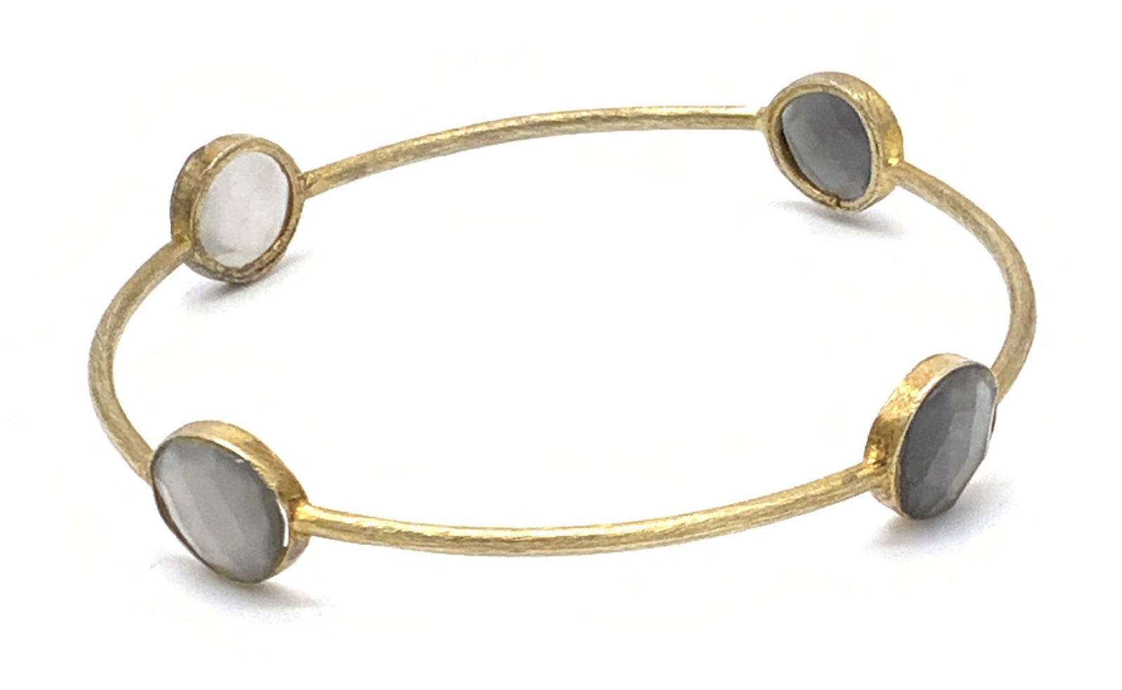 Gold Tone Metal Costume Gem Bangle Bracelet (1 of 6)