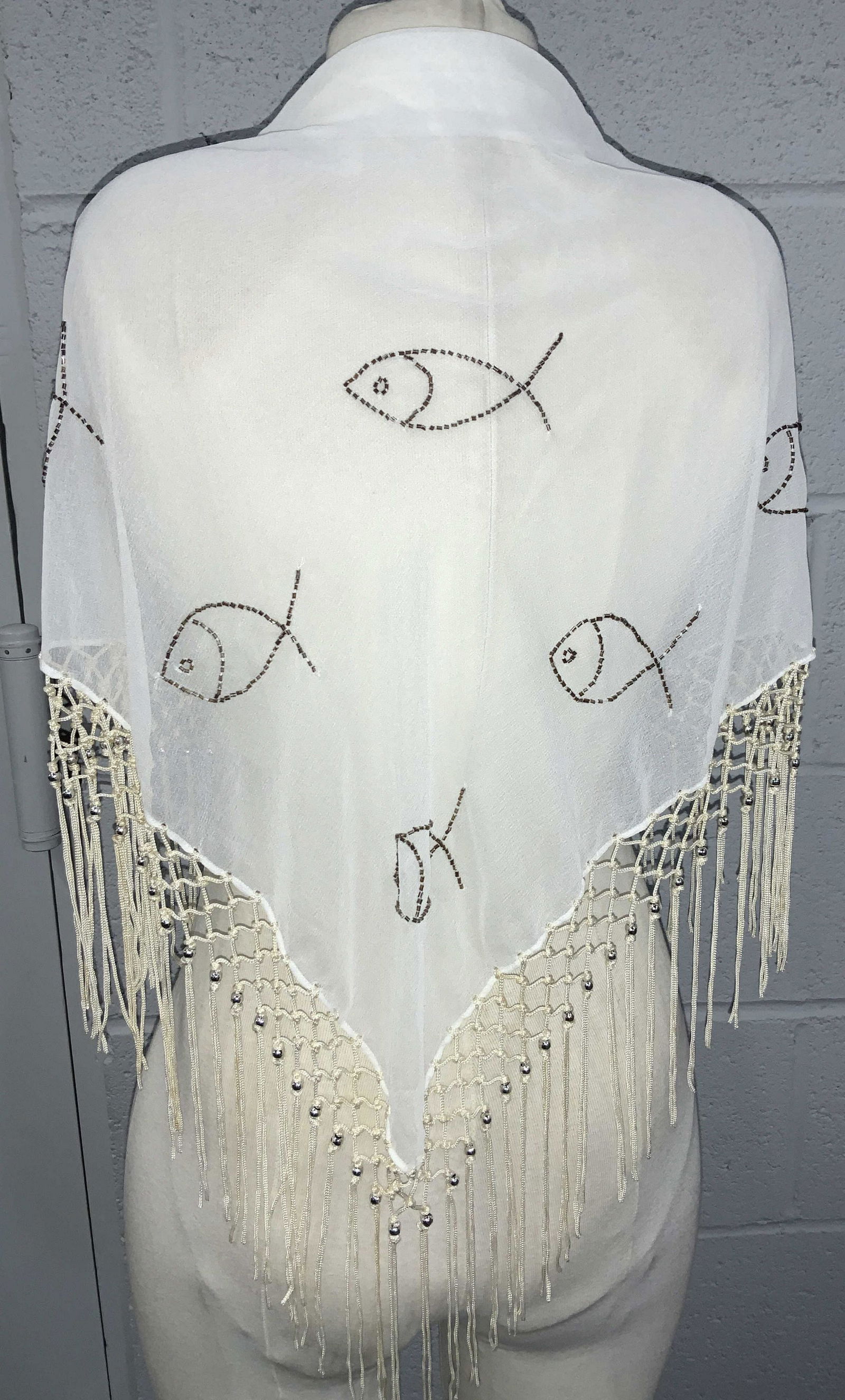 Fish Motif Tasseled Fashion Shawl/ Wrap (1 of 5)