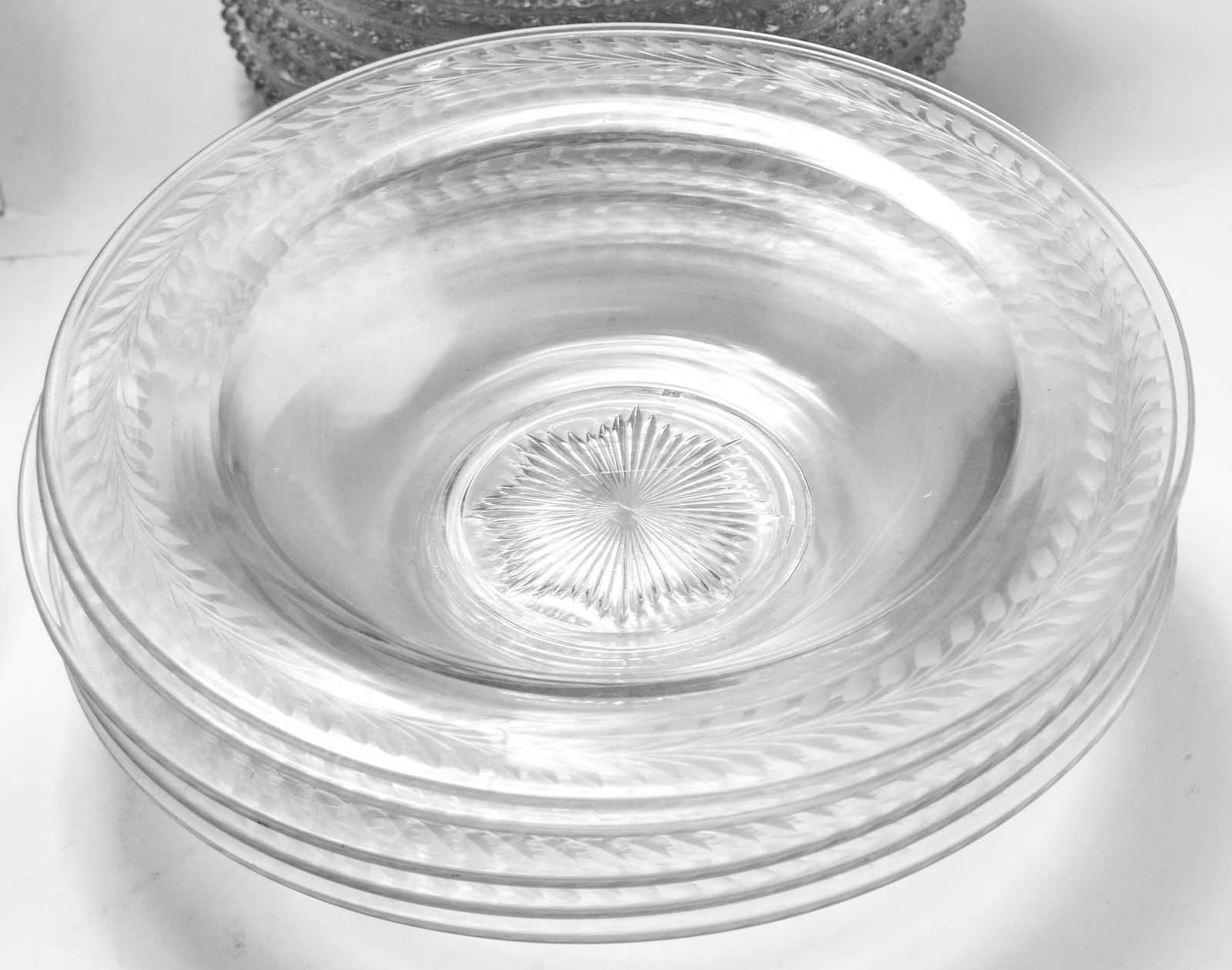 Depression & Etched Glass Bowls & Plates, 19 Pcs (1 of 3)