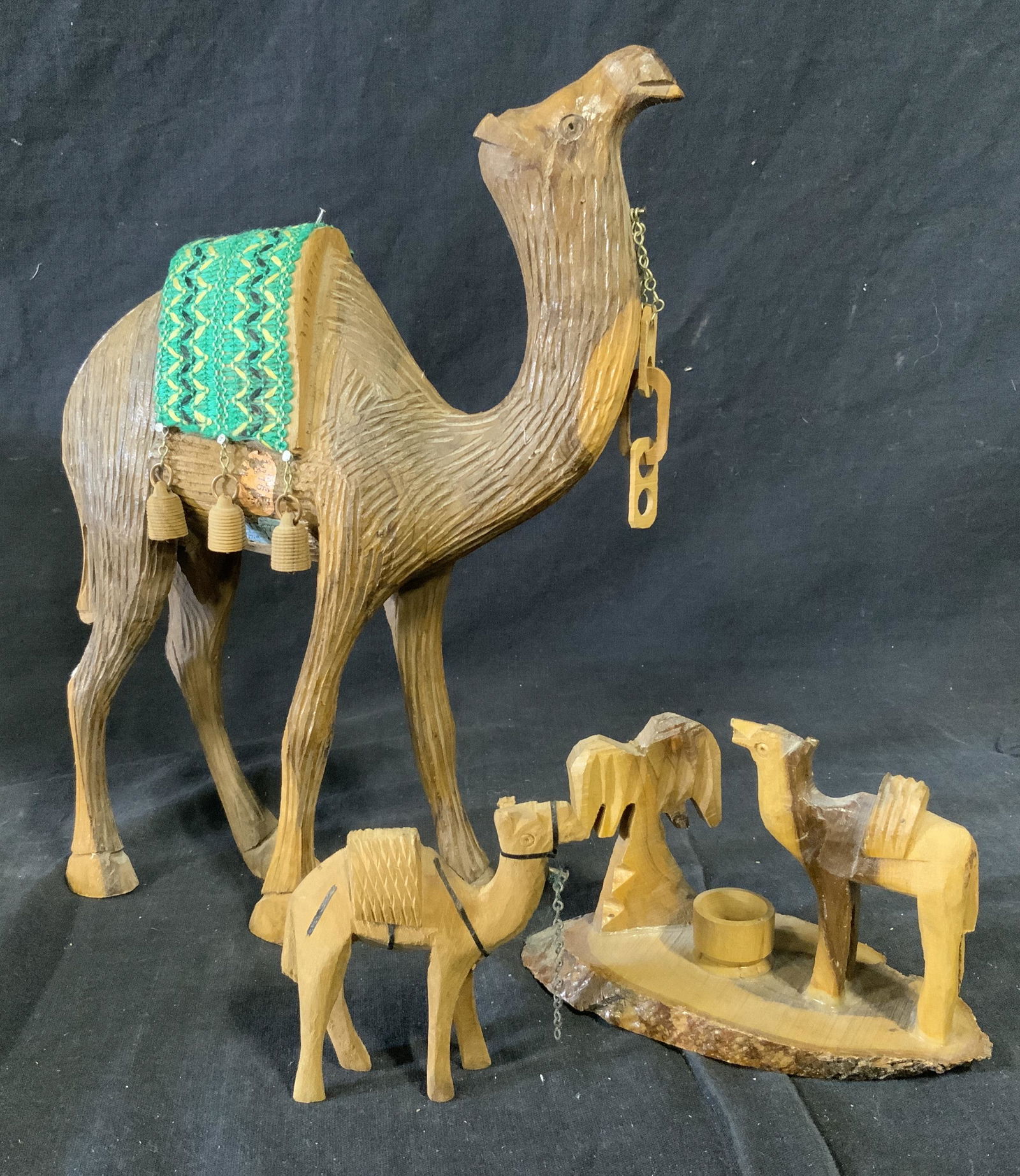 Group Lot 3 Wooden Camel Figurines (1 of 9)